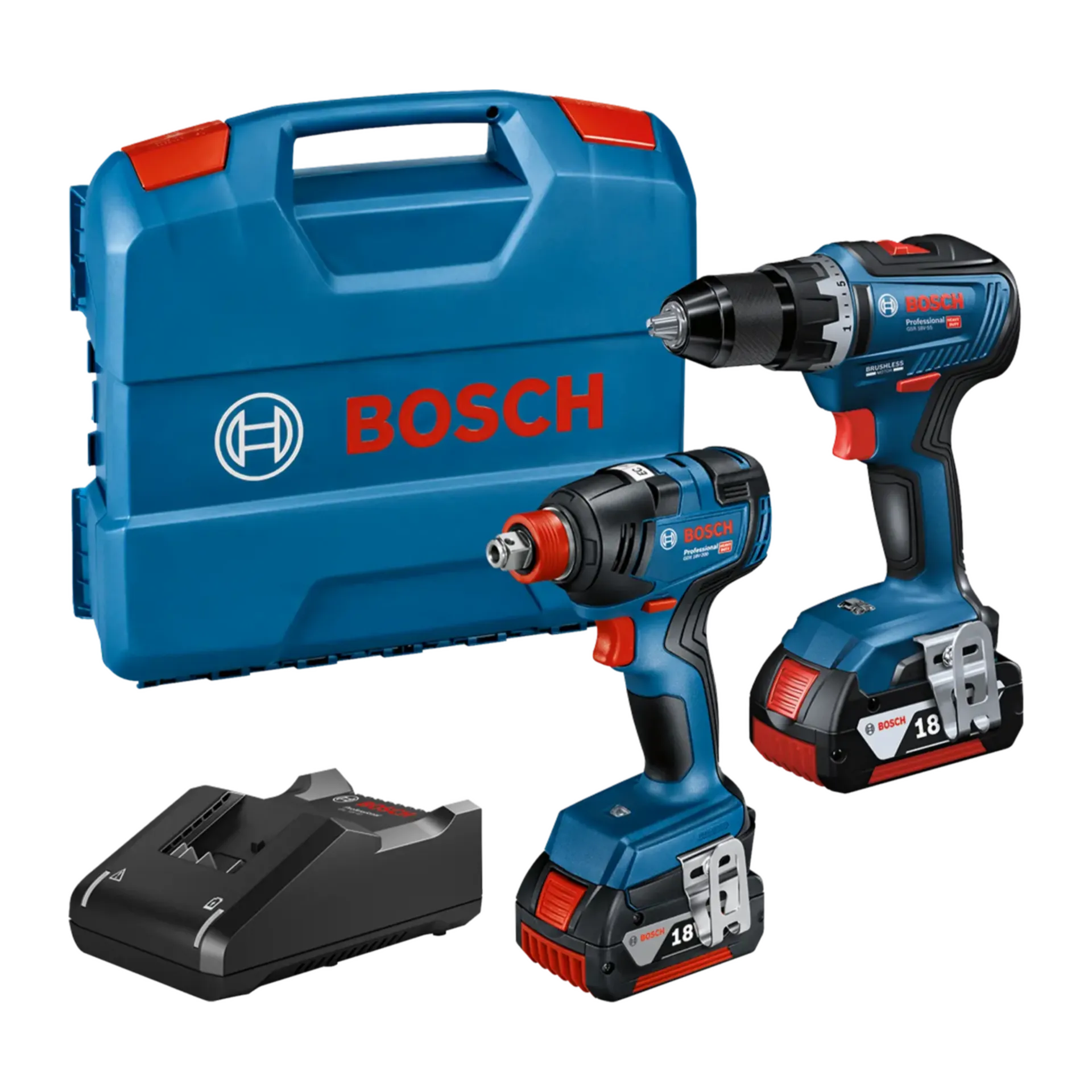 GDX 18V-200 / GSR 18V-55 Combiset sans fil 18V (2 x 4,0Ah Li-ion avec coffret L-Case)