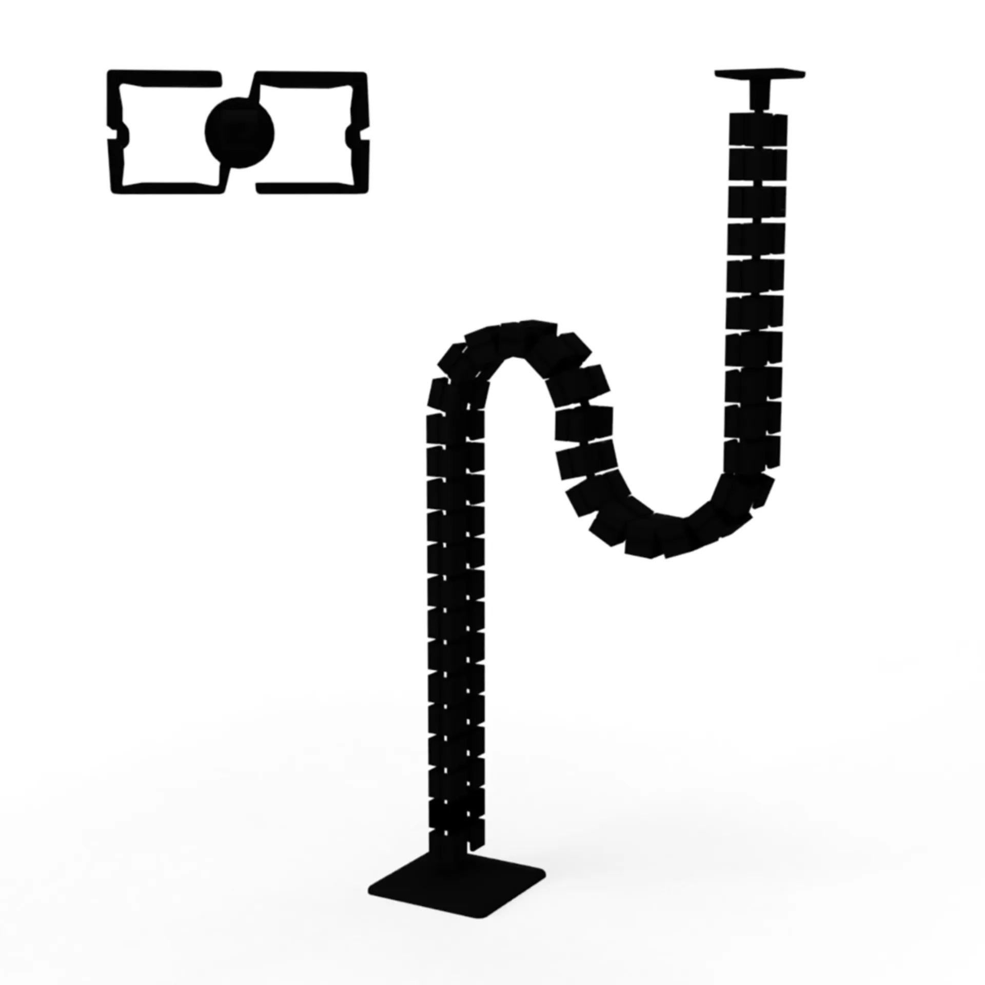 GUIDE DE CABLE PVC (H) +/- 1250 MM (INCL. PIED ET VIS) - NOIR