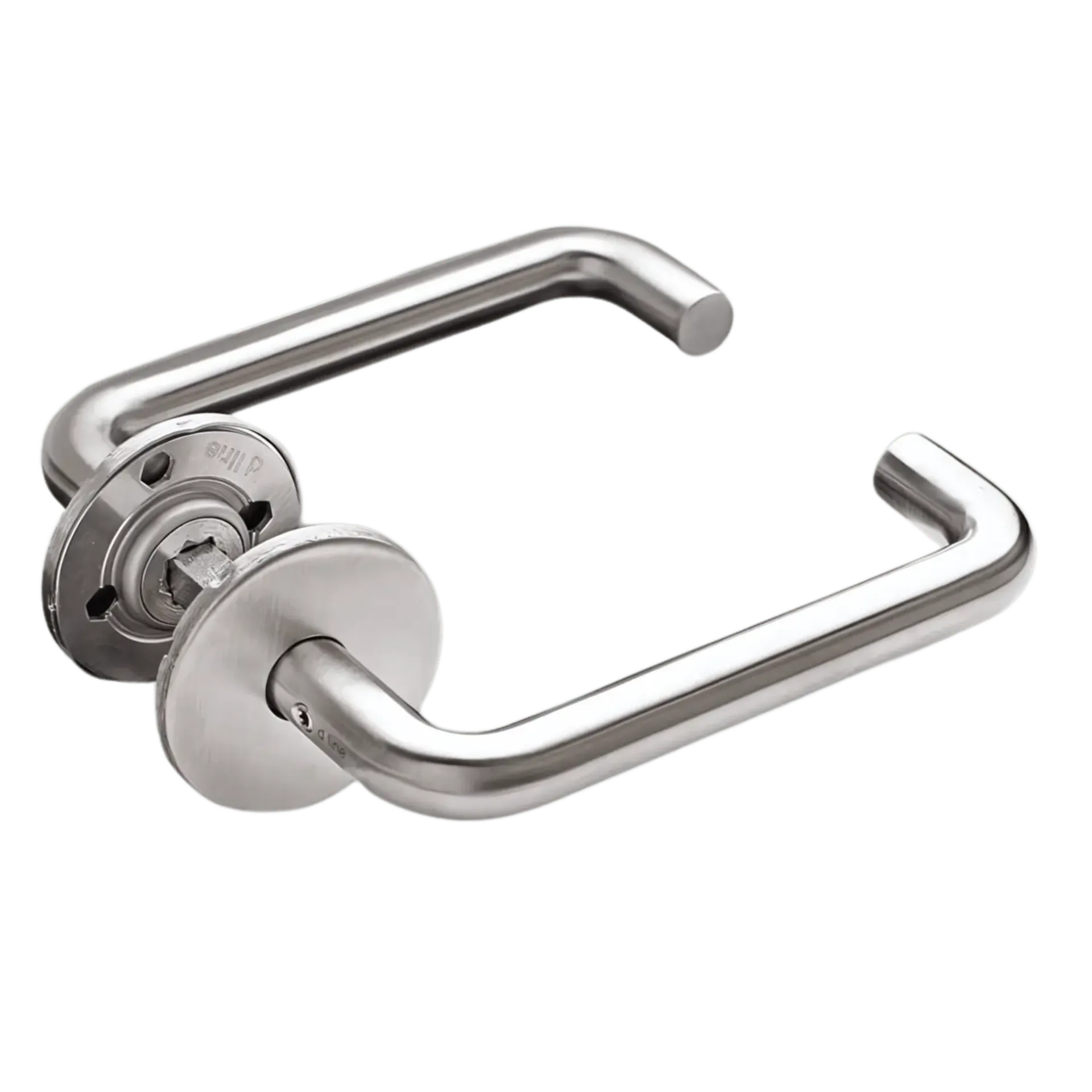 Deurkruk U-vorm Ø 22mm met krukrozet ø 50mm DD=33-59MM - geborsteld inox