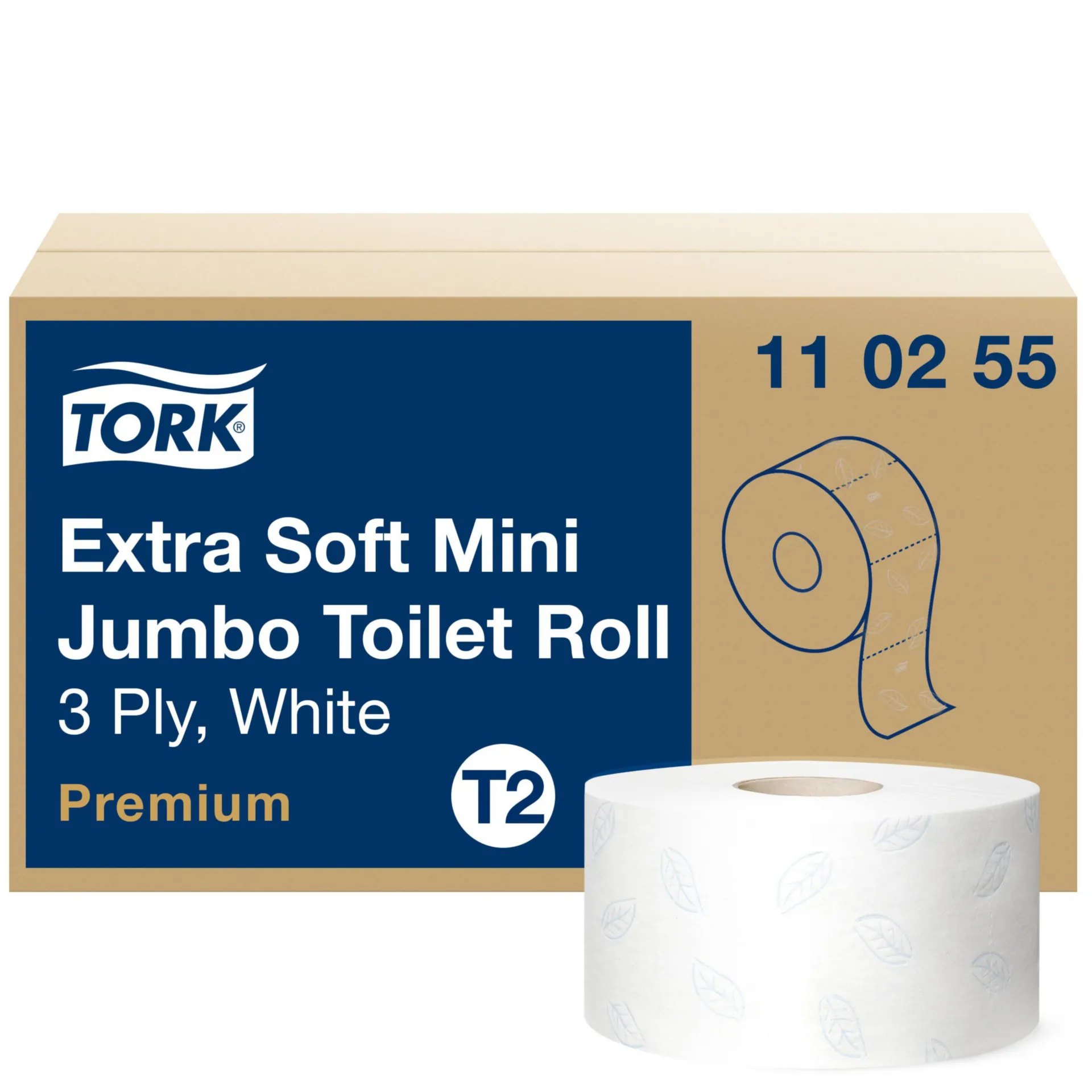 BOITE DE 12 ROULEAUX TORK EXTRA SOFT MINI JUMBO TOILET ROLL - 110255