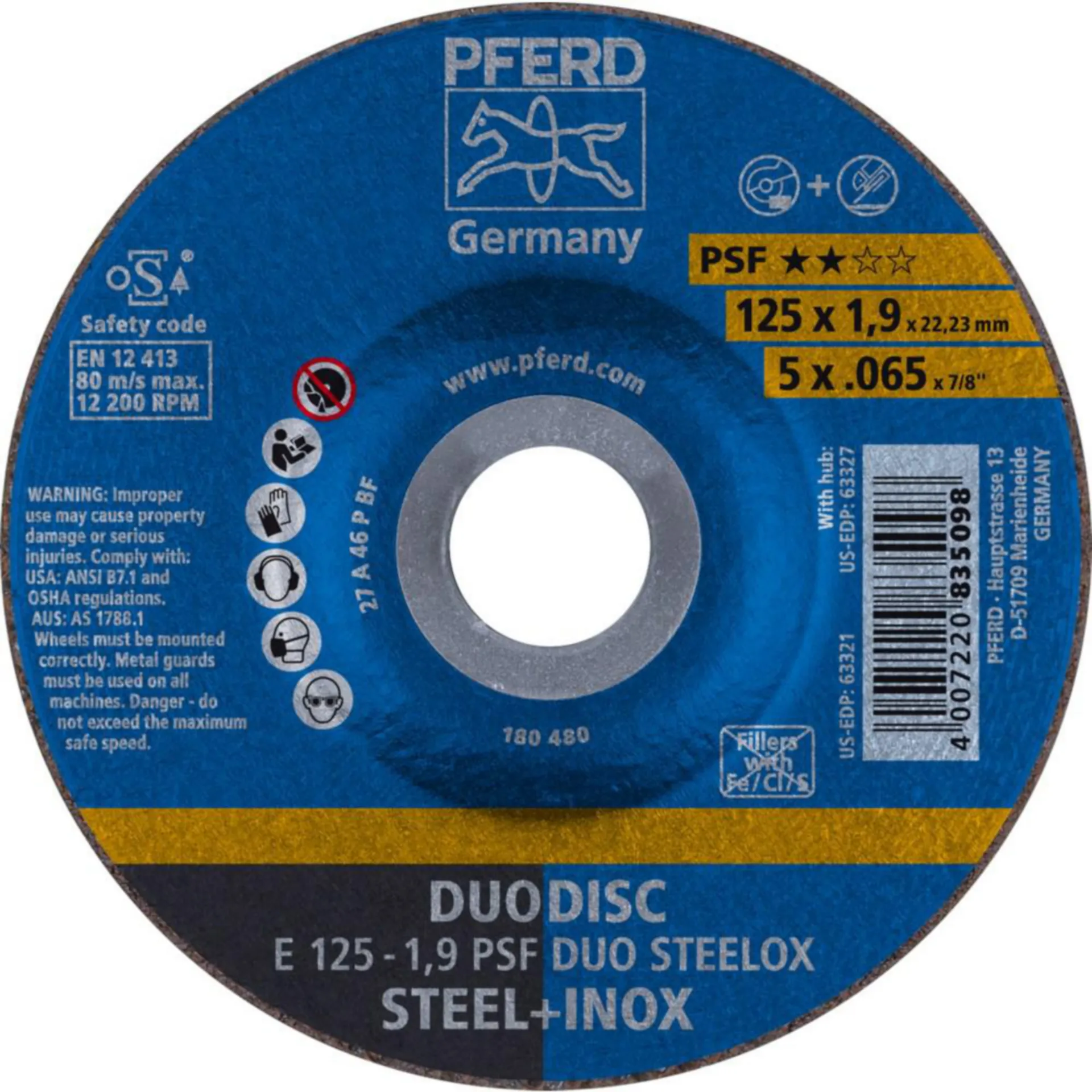 PFERD COMBISCHIJF DUODISC E 125-1,9 PSF DUO STEELOX - 62012630
