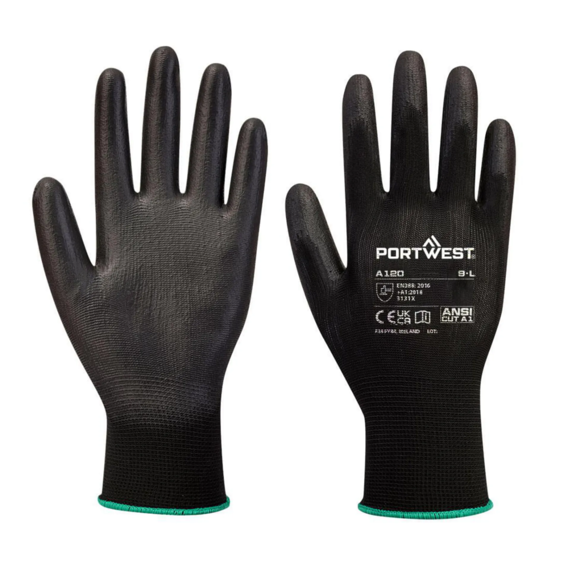 A120 - PU PALM HANDSCHOEN - ZWART - XL