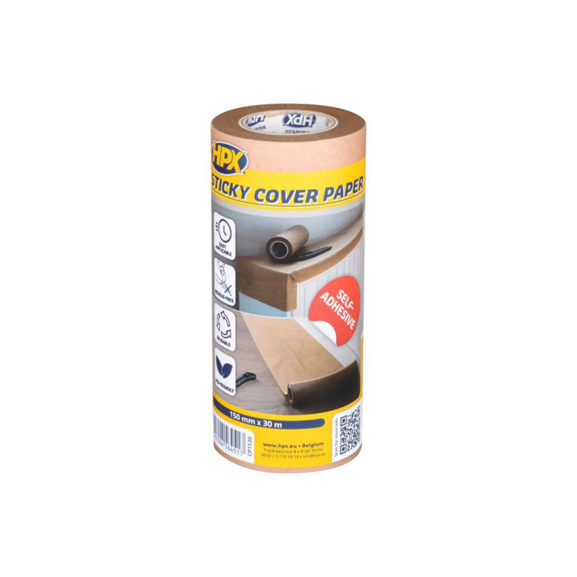 HPX - PAPIER DE MASQUAGE AUTOCOLLANT 148MM X 30M STICKY COVER PAPER BRUN