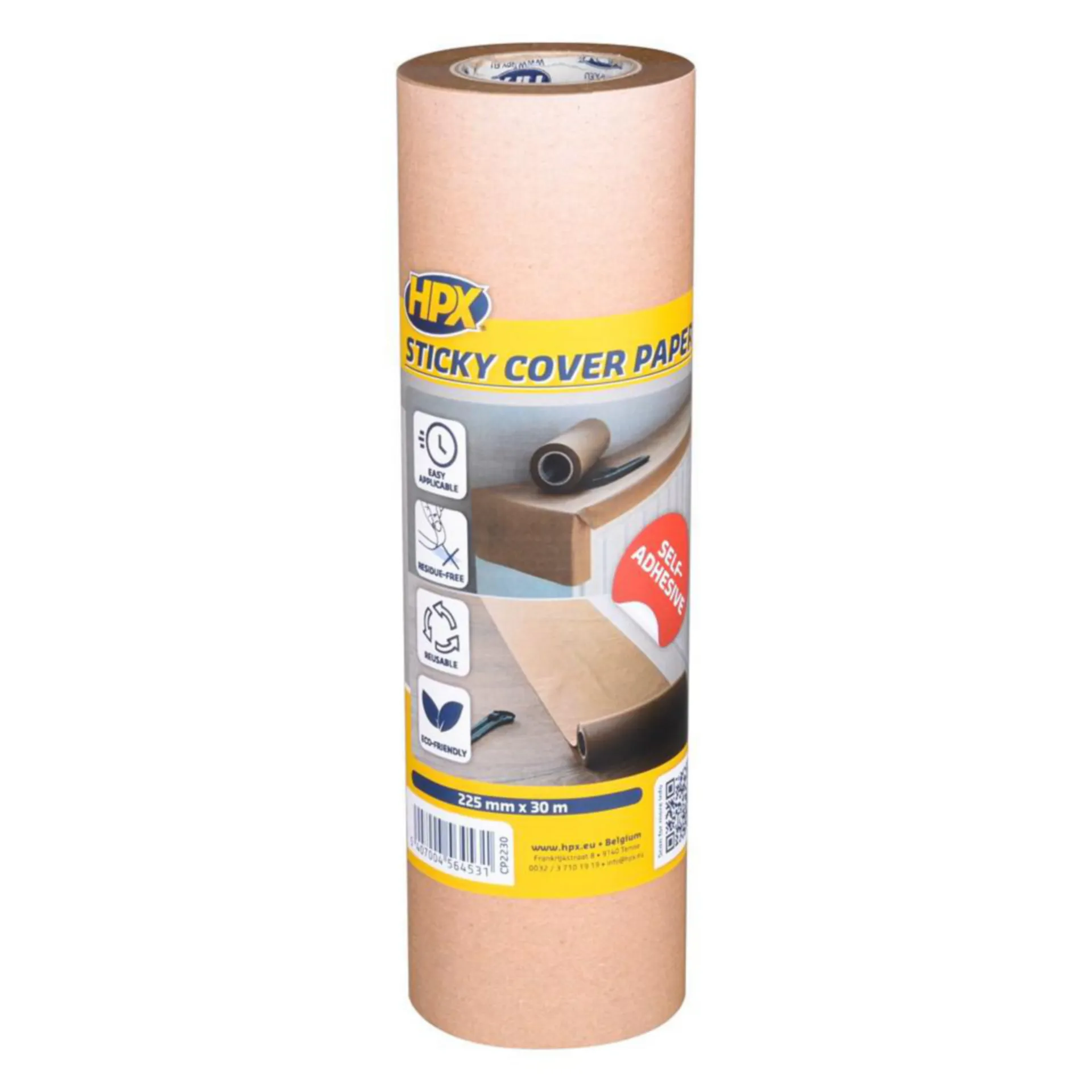 HPX - PAPIER DE MASQUAGE AUTOCOLLANT 222MM X 30M STICKY COVER PAPER BRUN