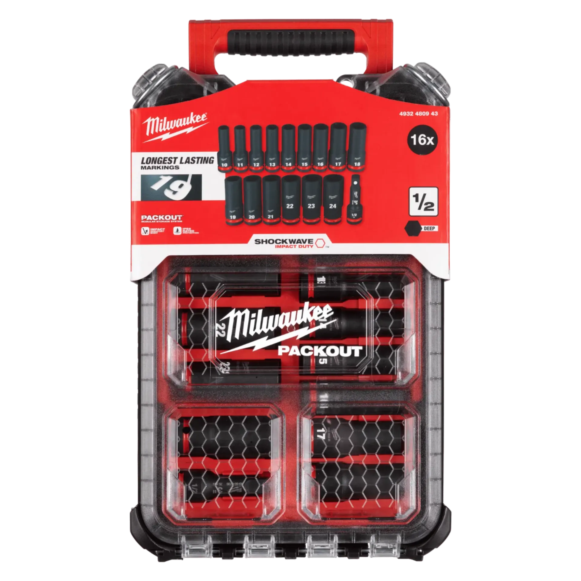 Set de douilles longues 1/2 Shockwave packout (16 pièces)