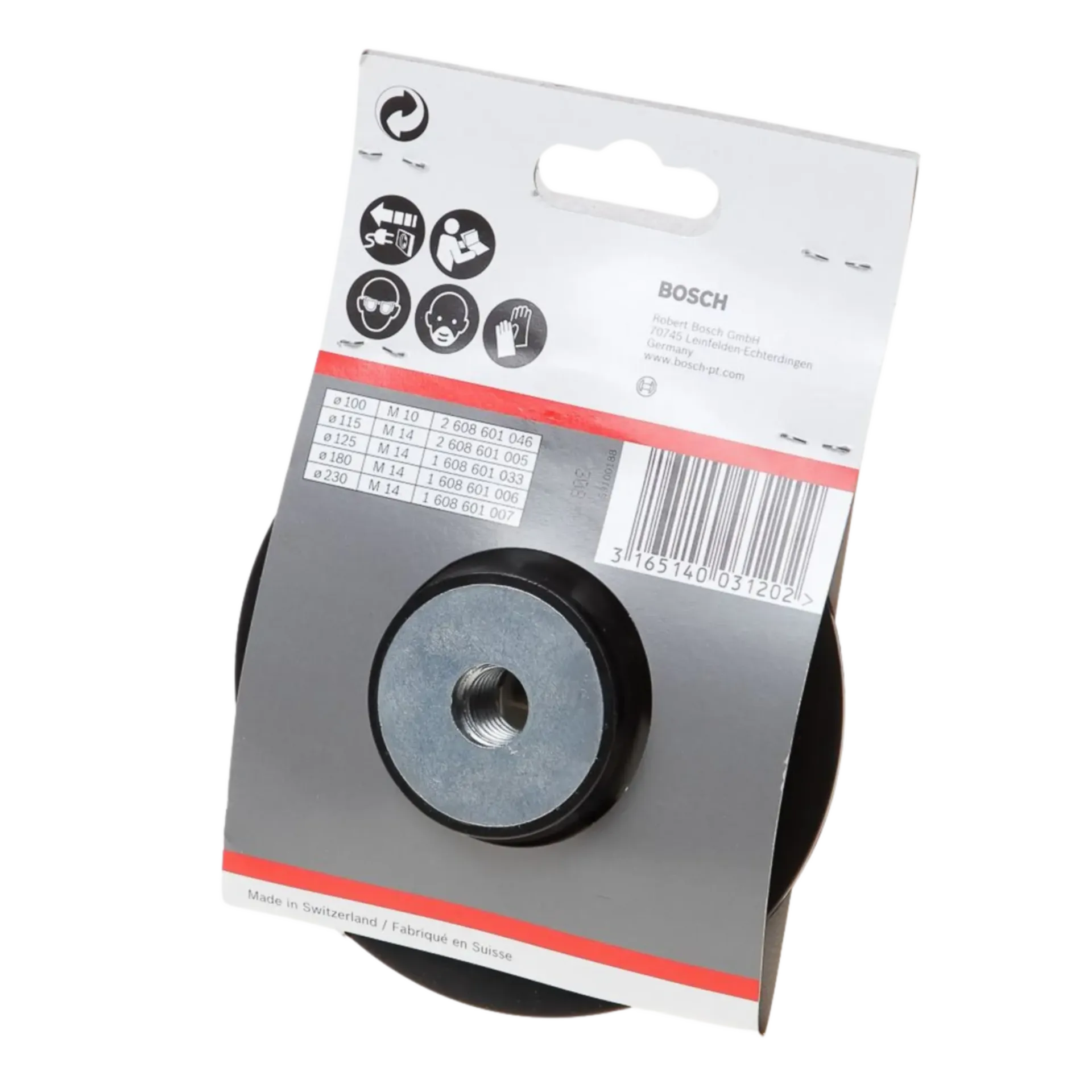 Rubberen steunschijf (115 mm, 13 300 omwentelingen per minuut) Rubberen steunschijf (115 mm, 13 300 omwentelingen per minuut)