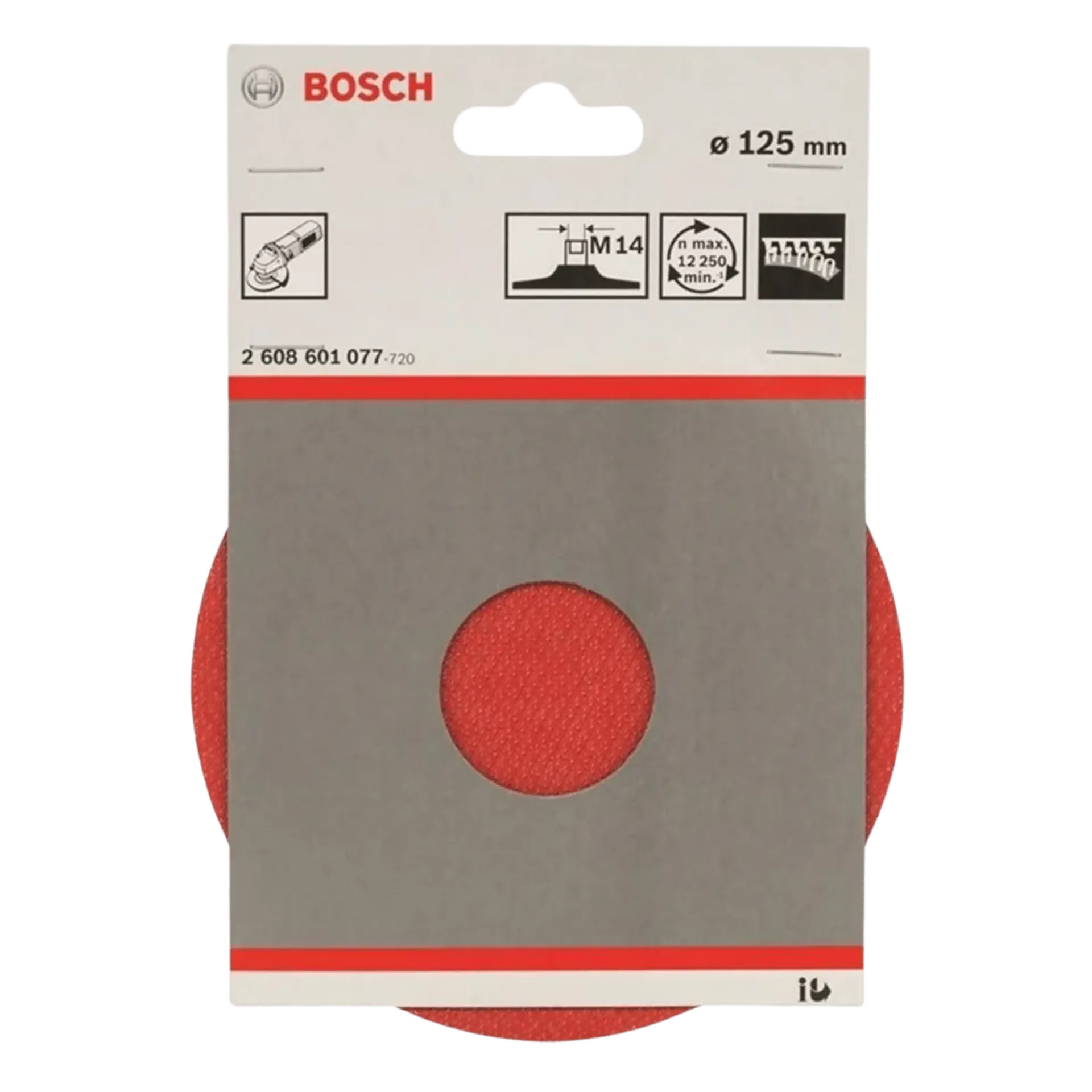 Disque de support avec système de fixation velcro 125 mm, 12.500 tr/min - 2608601077