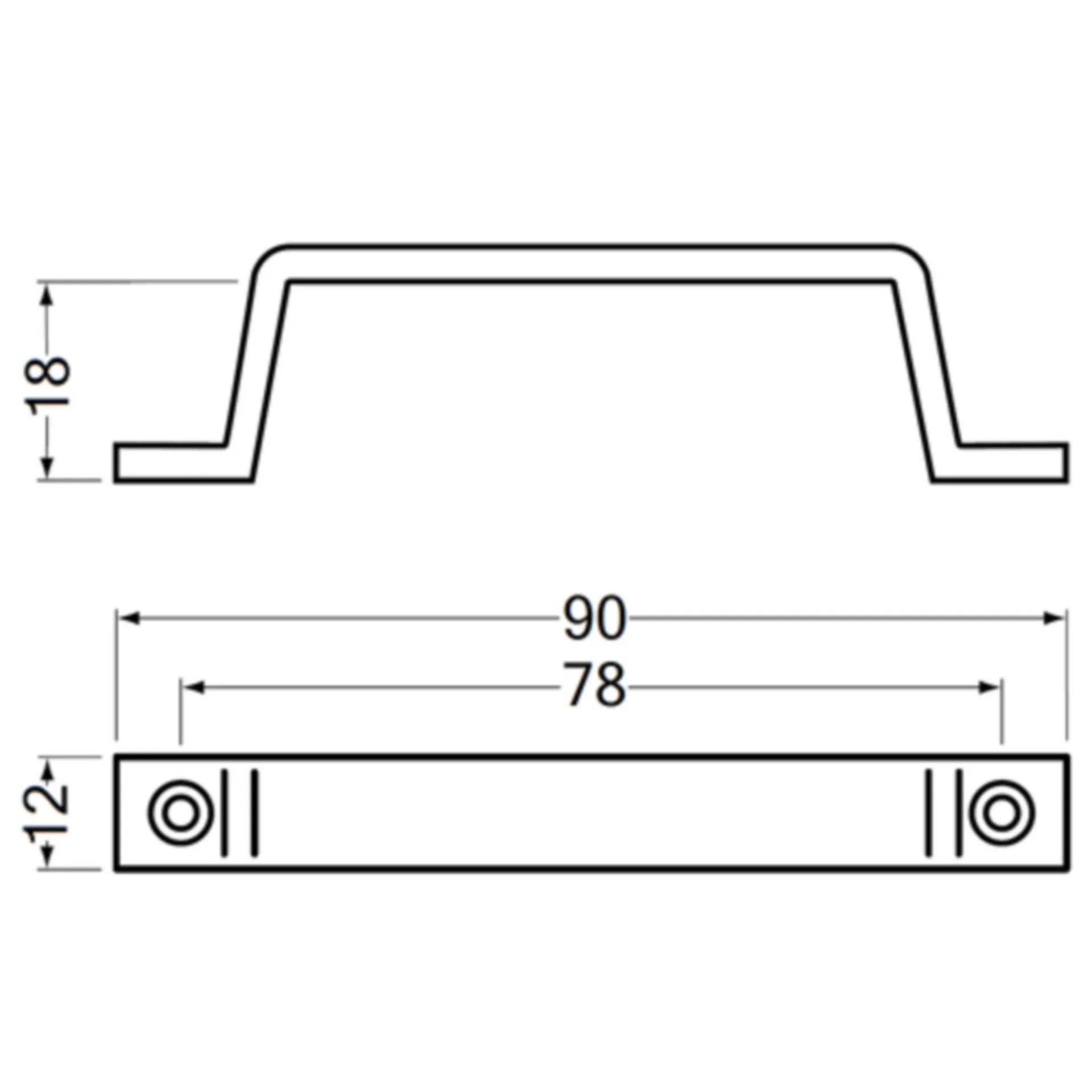 GREEP HERMETA 4200-18 L90MM H18MM B12MM ZWART
