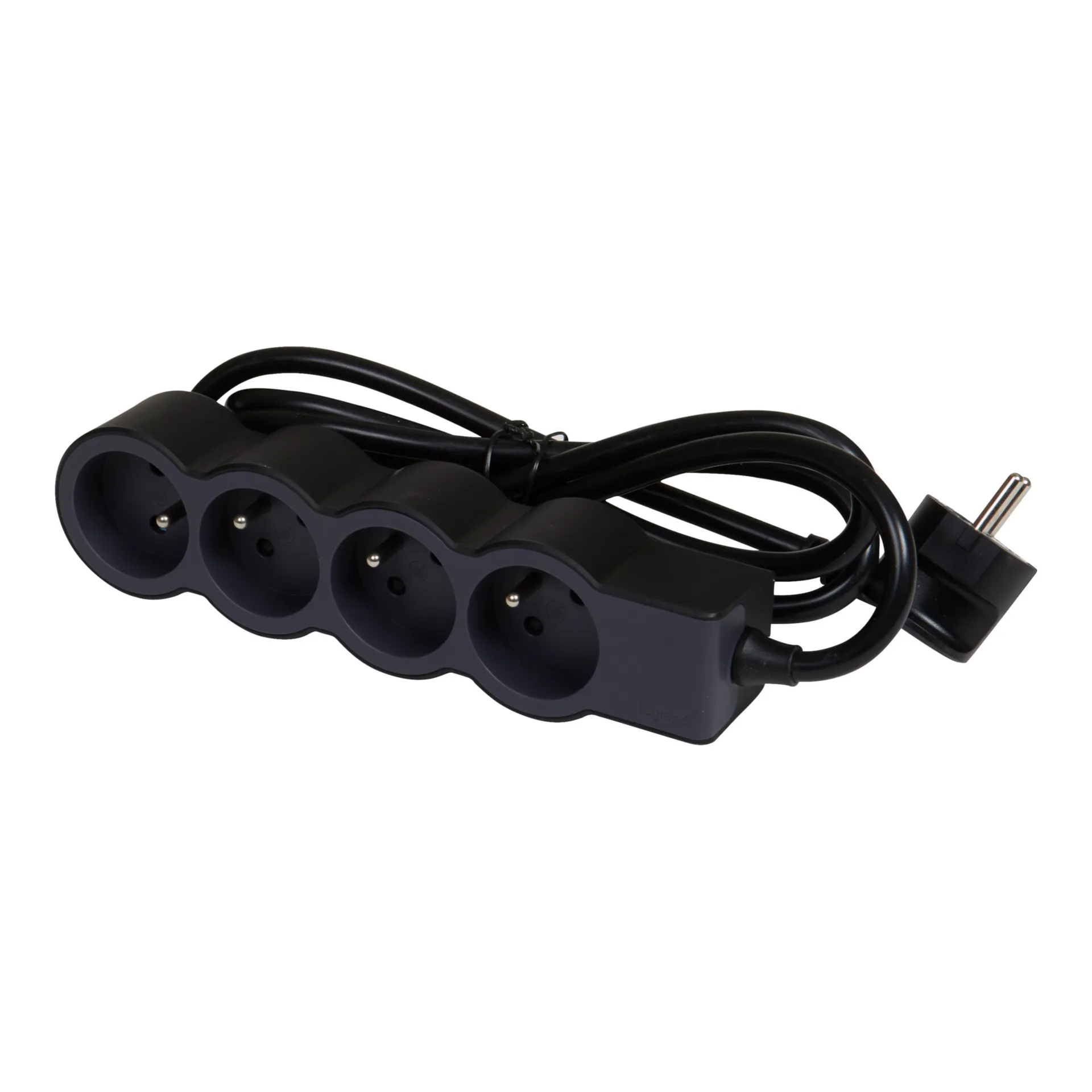 BLOC MULTIPRISES STAN 4X(2P+T) AVEC TERRE - CORDON 1,5 M - NOIR