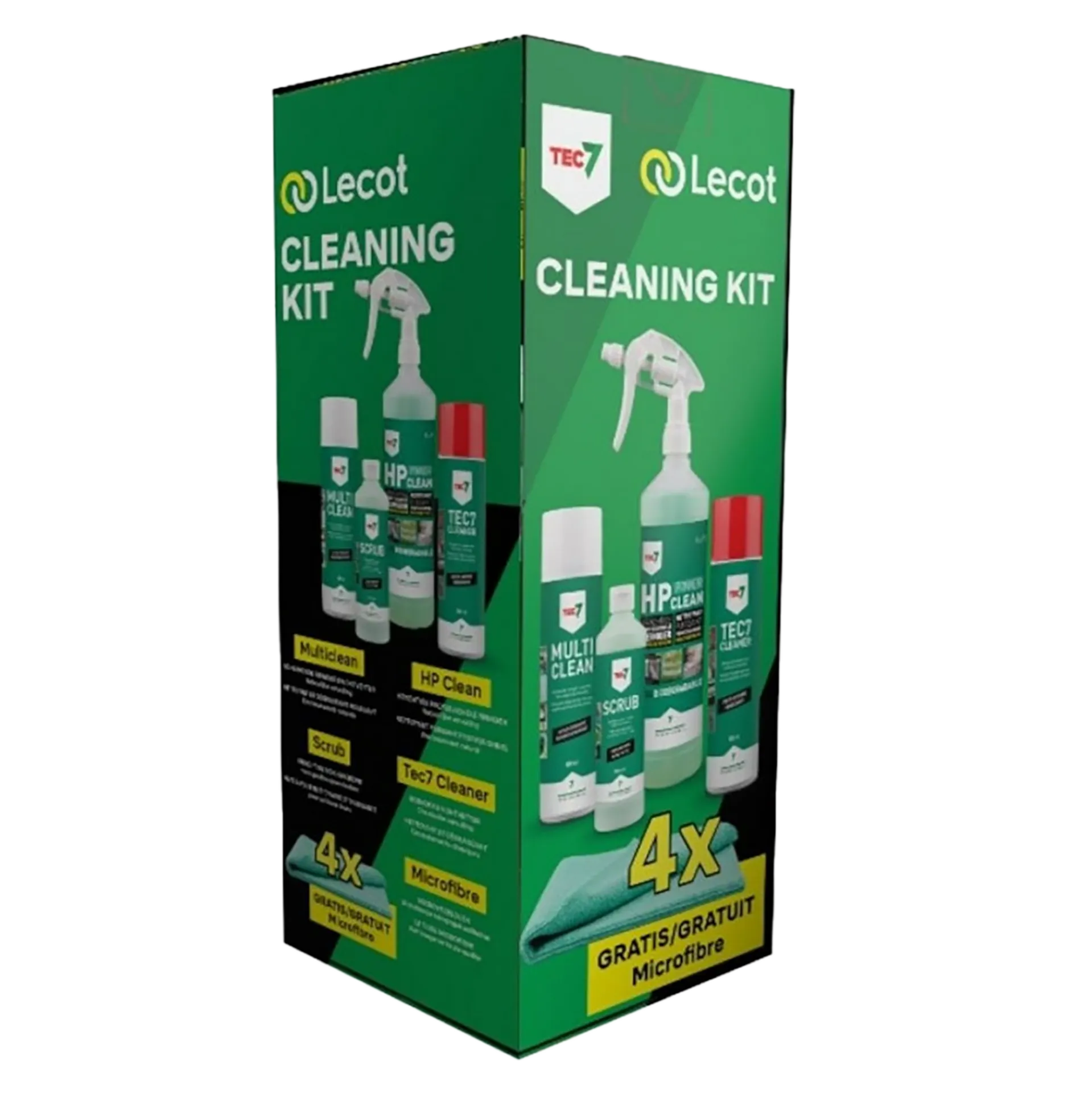 Cleaning kit (Multiclean + HP Clean + Scrub + Cleaner + gratis 4 vezeldoeken) Cleaning kit (Multiclean + HP Clean + Scrub + Cleaner + gratis 4 vezeldoeken)