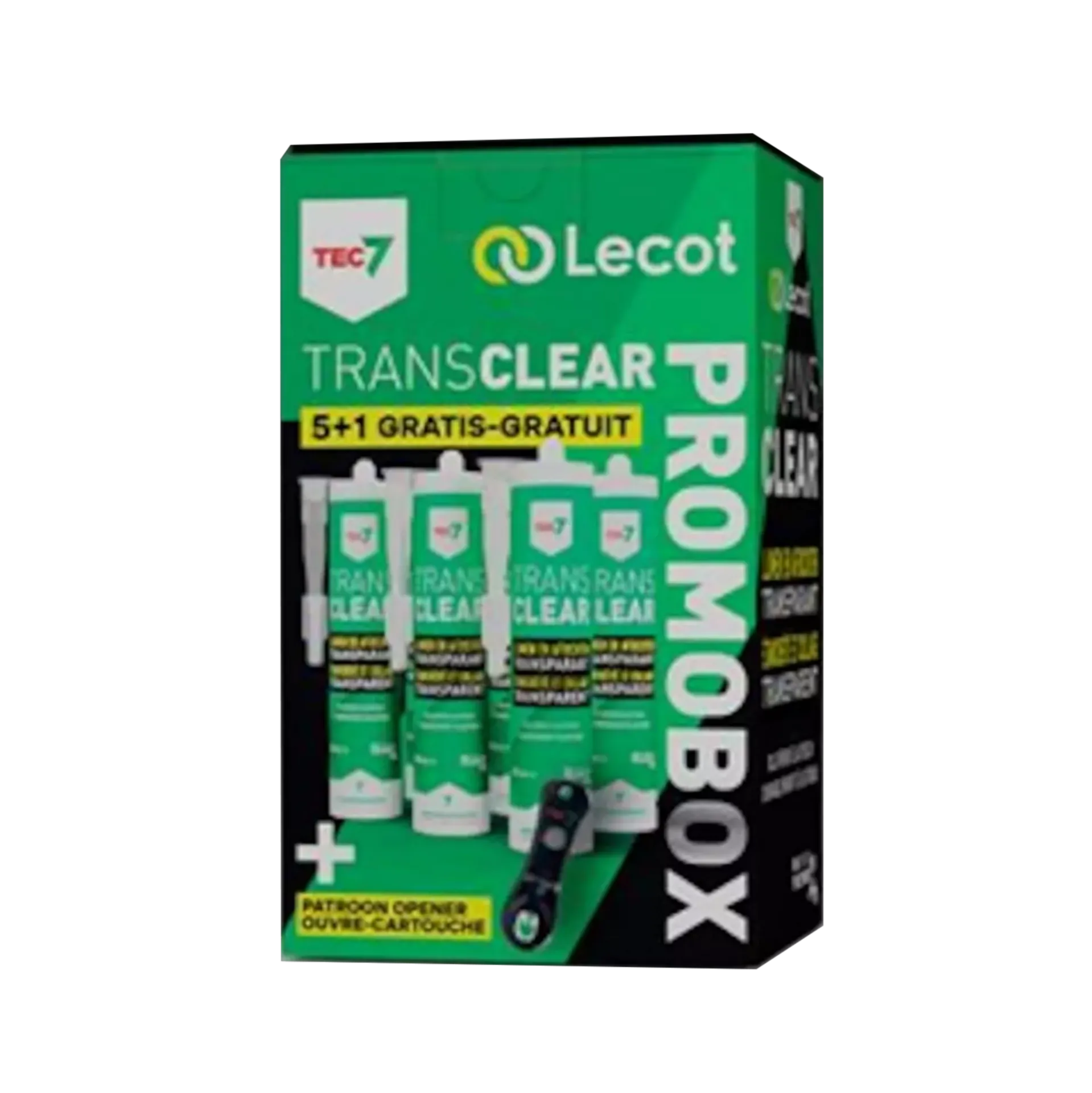 Promo box - 5x transparent (incl. 1 x-tack blanc & 1 ouvre-cartouche gratuit)