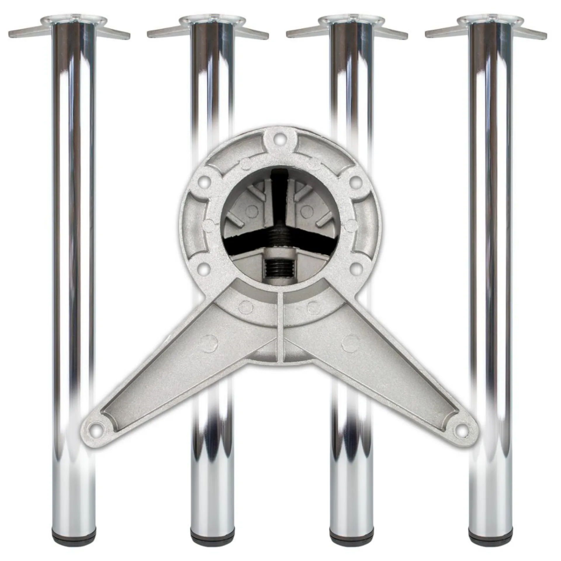 SET PIED DE TABLE CHROMÉ 710-740 60MM  (1SET = 4 PIECES)