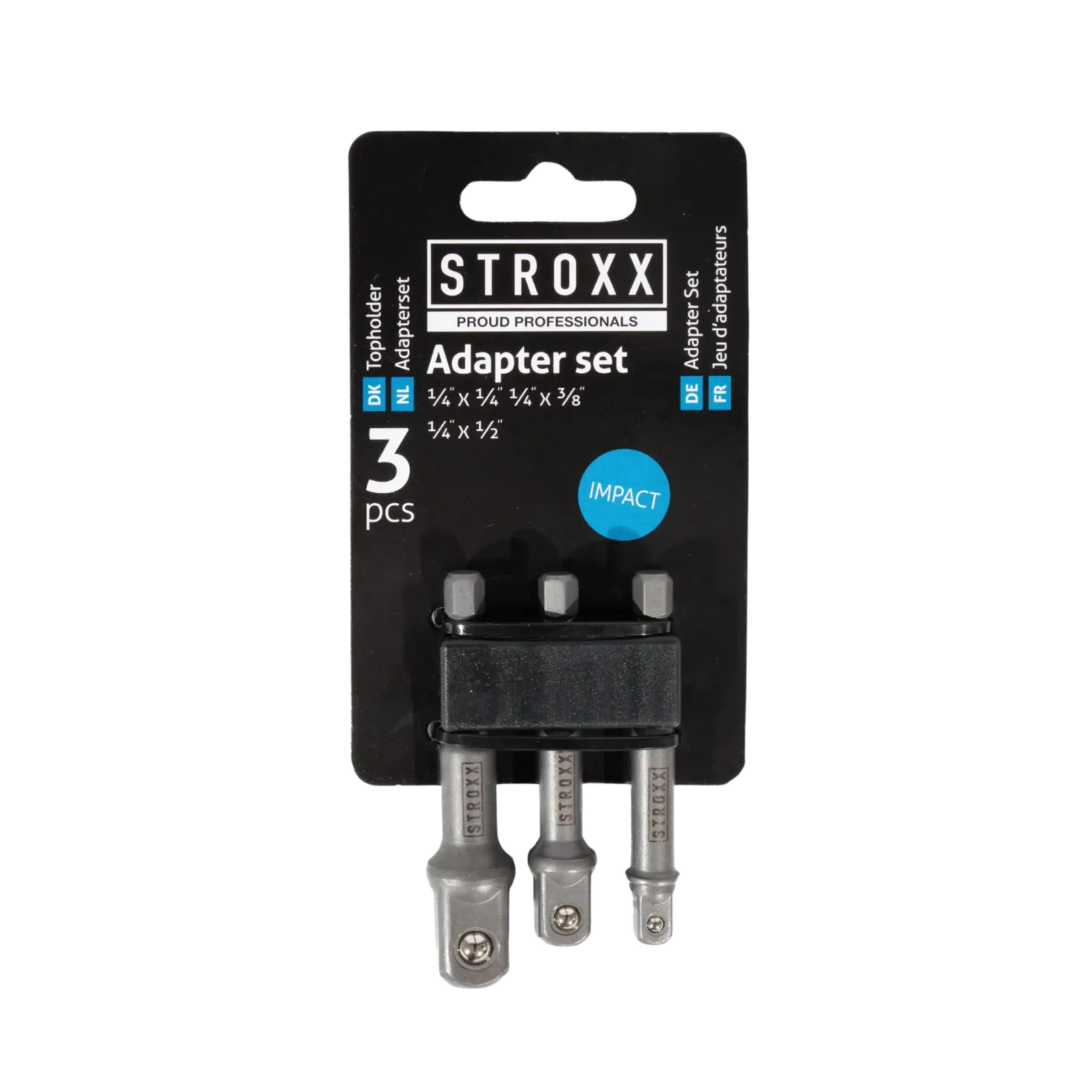 3-delige adapterset 1/4" x 1/4" - 1/4" x 3/8" - 1/4" x 1/2"
