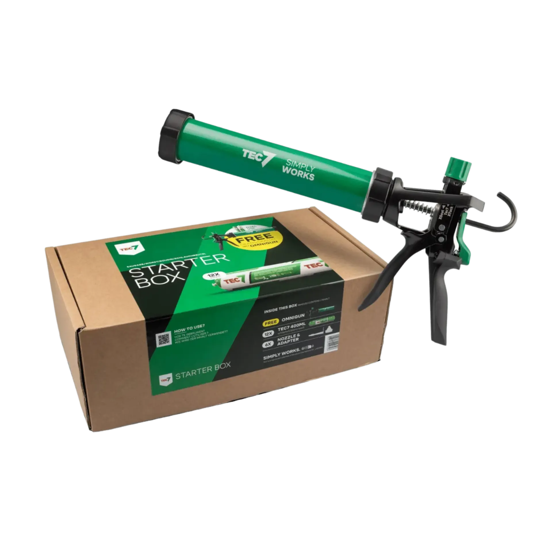 Starterbox t wit 12 worst 400ml (incl.6 nozzles & adapters + gratis Omnigun) Starterbox t wit 12 worst 400ml (incl.6 nozzles & adapters + gratis Omnigun)