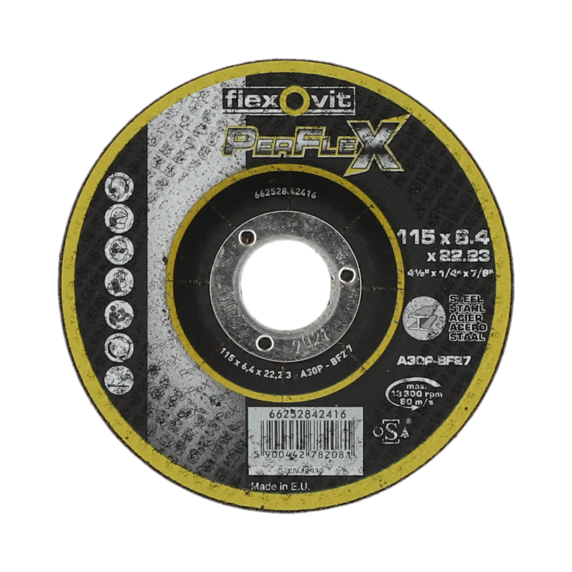 FLEXOVIT AFBRAAMSCHIJF PERFL STL/INX A30P 115X6,4X22,23 T27 - 66252842416