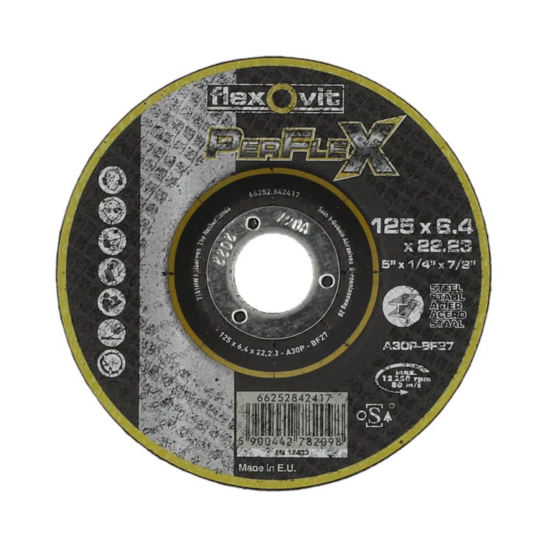 FlexOvit 66252842417 Meule à ébarber acier/inox (125x6,4x22,23 mm)