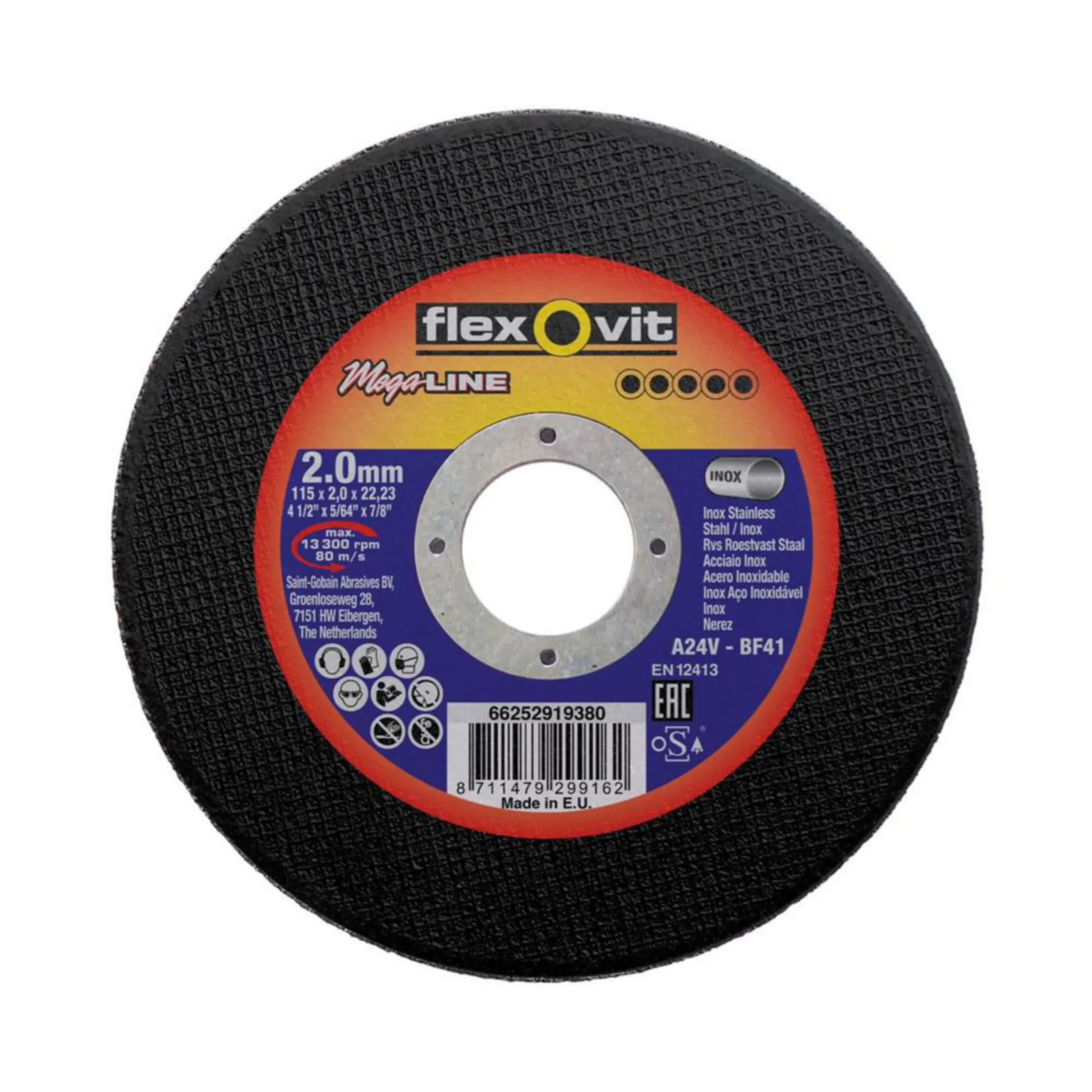 FLEXOVIT DOORSLIJPSCHIJF VLAK MEGA-LINE INX A24V 115X2X22,23 T41 - 66252919380