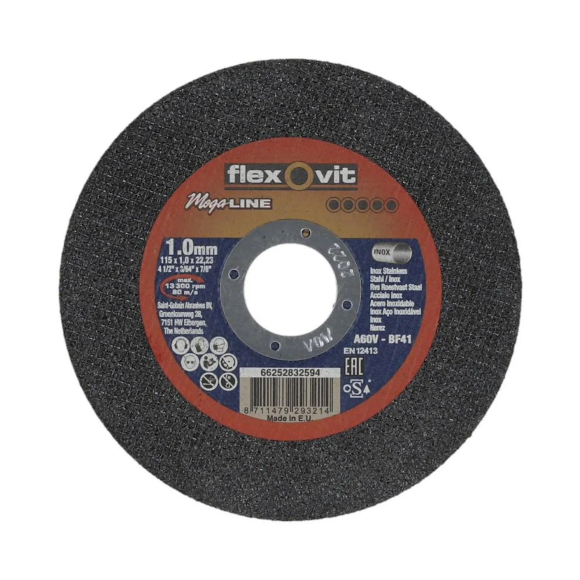 FLEXOVIT DOORSLIJPSCHIJF VLAK MEGA-LINE INX A60V 115X1X22,23 T41 - 66252832594