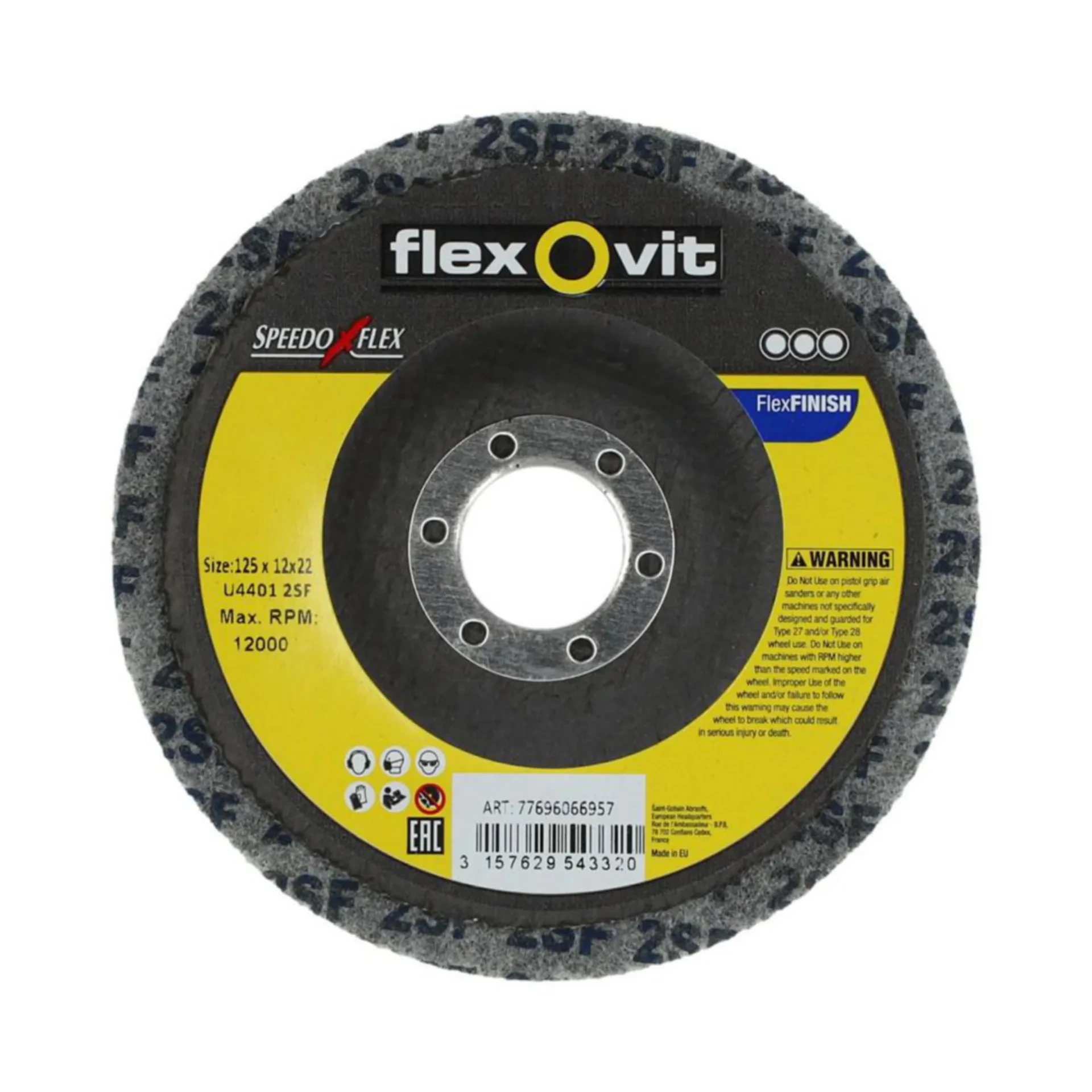 FLEXOVIT DISQUE FLEXBRITE FLEXFIN SPEEDOFLEX 125X12X22 U4401 FINE - 77696066957