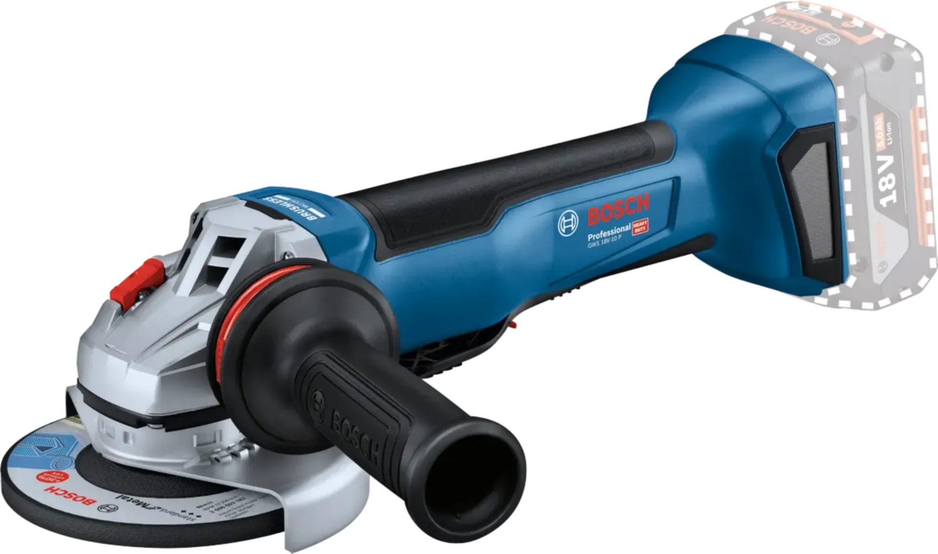 Accu haakse slijper GWS 18V-10 P (18V – geleverd zonder accu) Accu haakse slijper GWS 18V-10 P (18V – geleverd zonder accu)