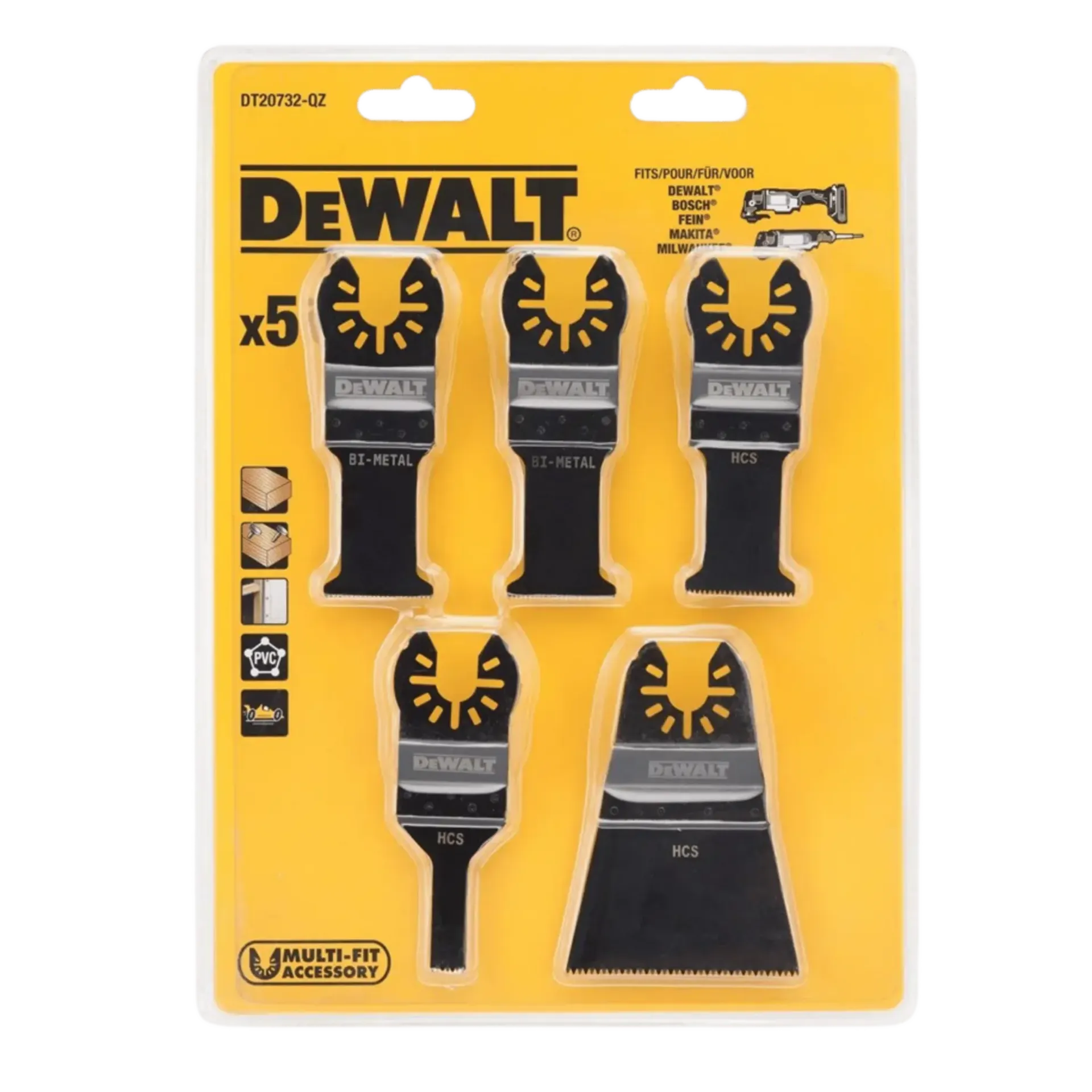 Set de lames de scie pour outil multifonction 5 pièces DT20732 Set de lames de scie pour outil multifonction 5 pièces DT20732