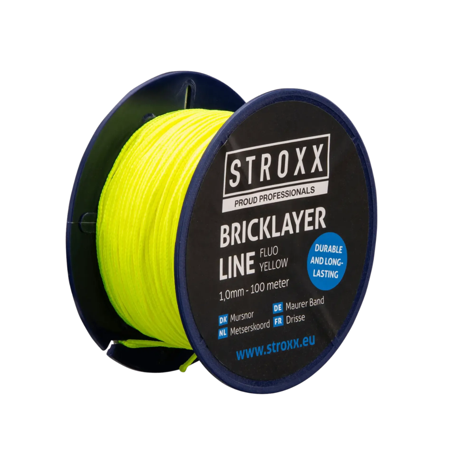 Ficelle de maçon fluo jaune 1,0mm - 100 mètres - résistance à la rupture : 35kg Ficelle de maçon fluo jaune 1,0mm - 100 mètres - résistance à la rupture : 35kg