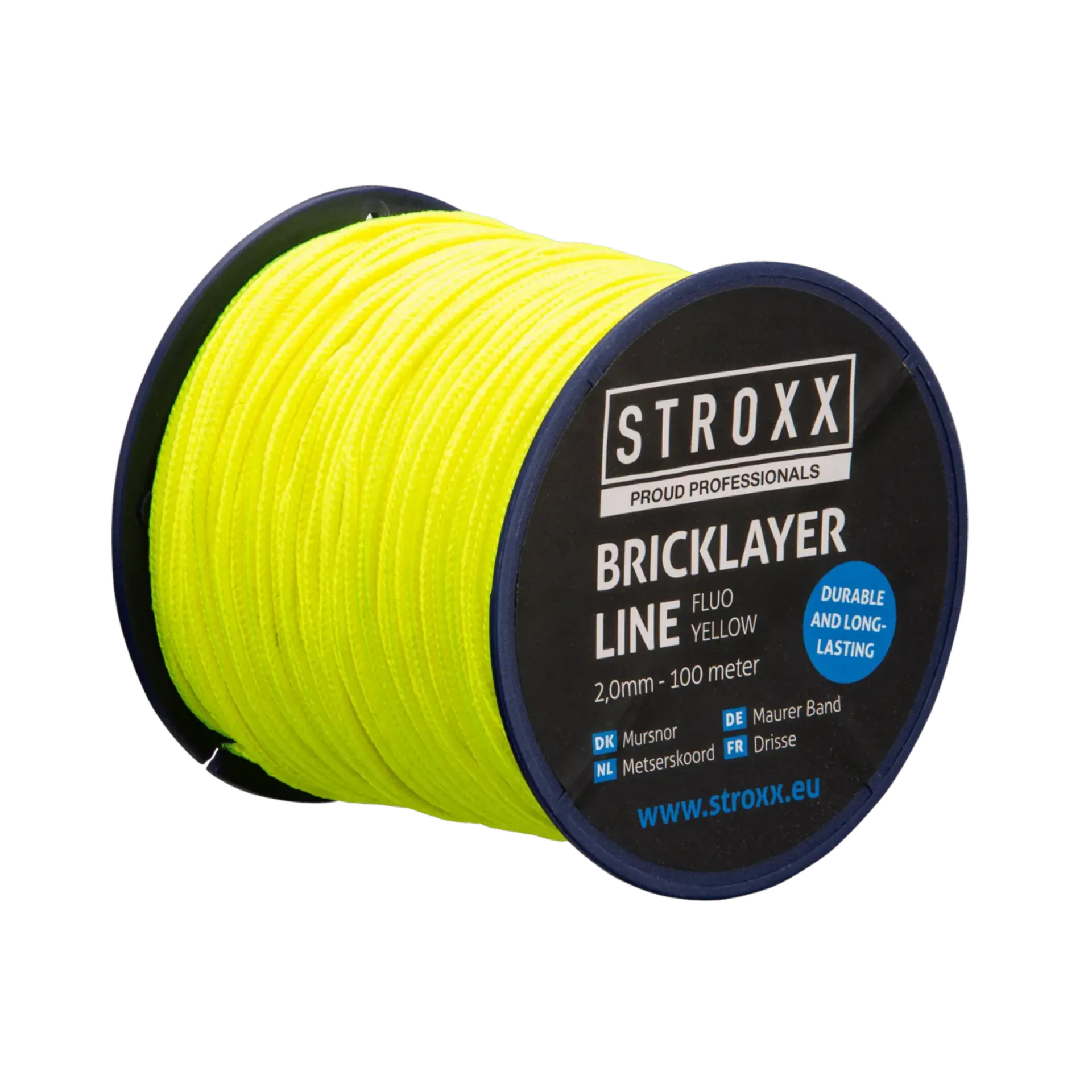 Ficelle de maçon fluo jaune 2,0mm - 100 mètres - résistance à la rupture : 80kg Ficelle de maçon fluo jaune 2,0mm - 100 mètres - résistance à la rupture : 80kg