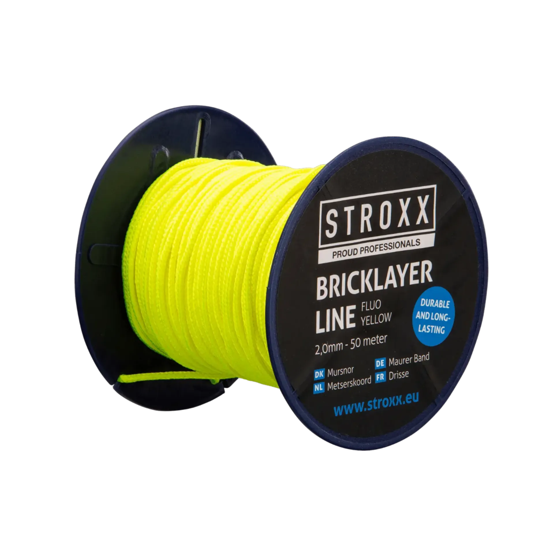 Metserskoord fluo geel 2,0mm - 50 meter - breekkracht: 80kg