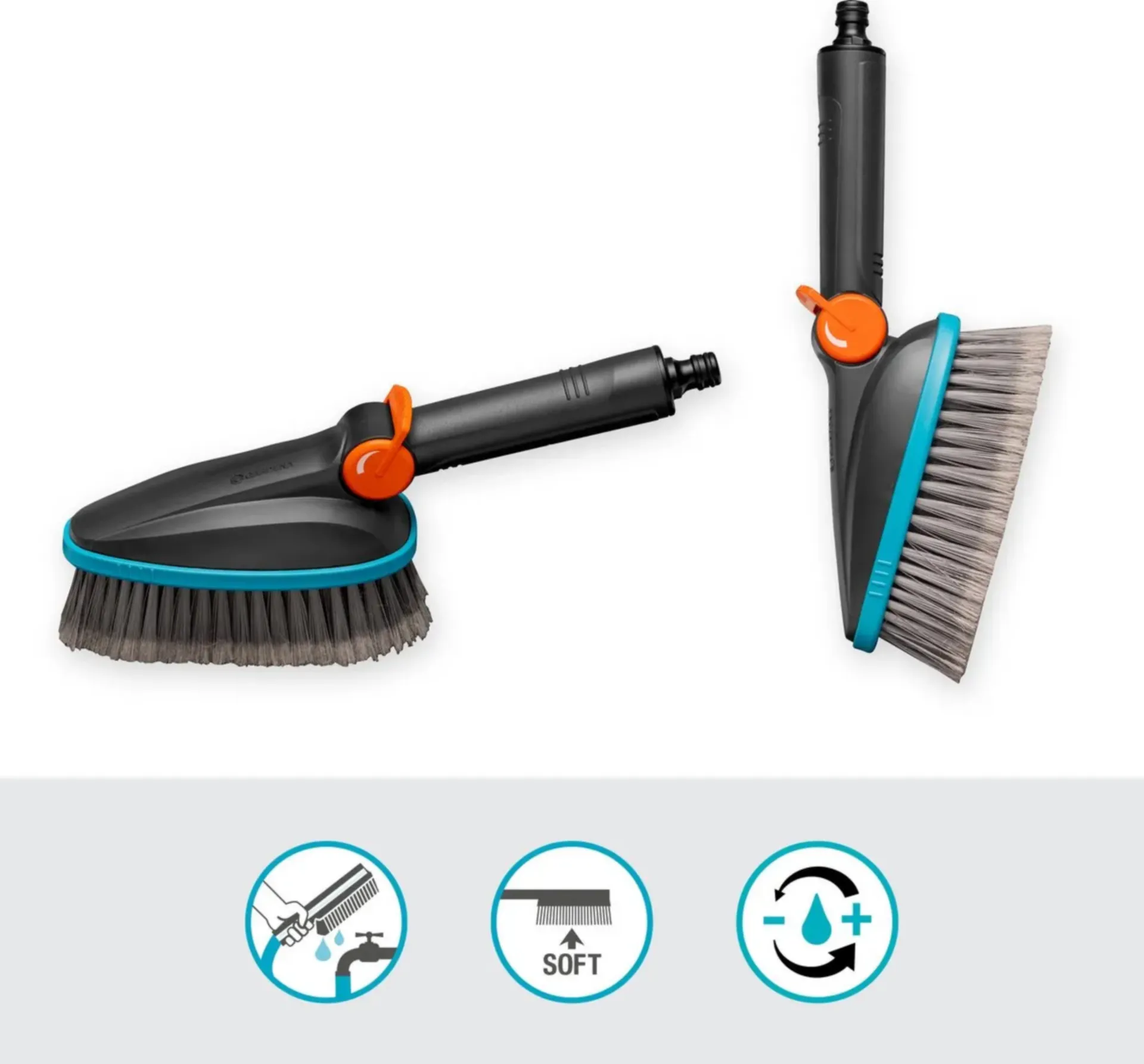 Brosse douce à main avec raccord pour tuyau Brosse douce à main avec raccord pour tuyau