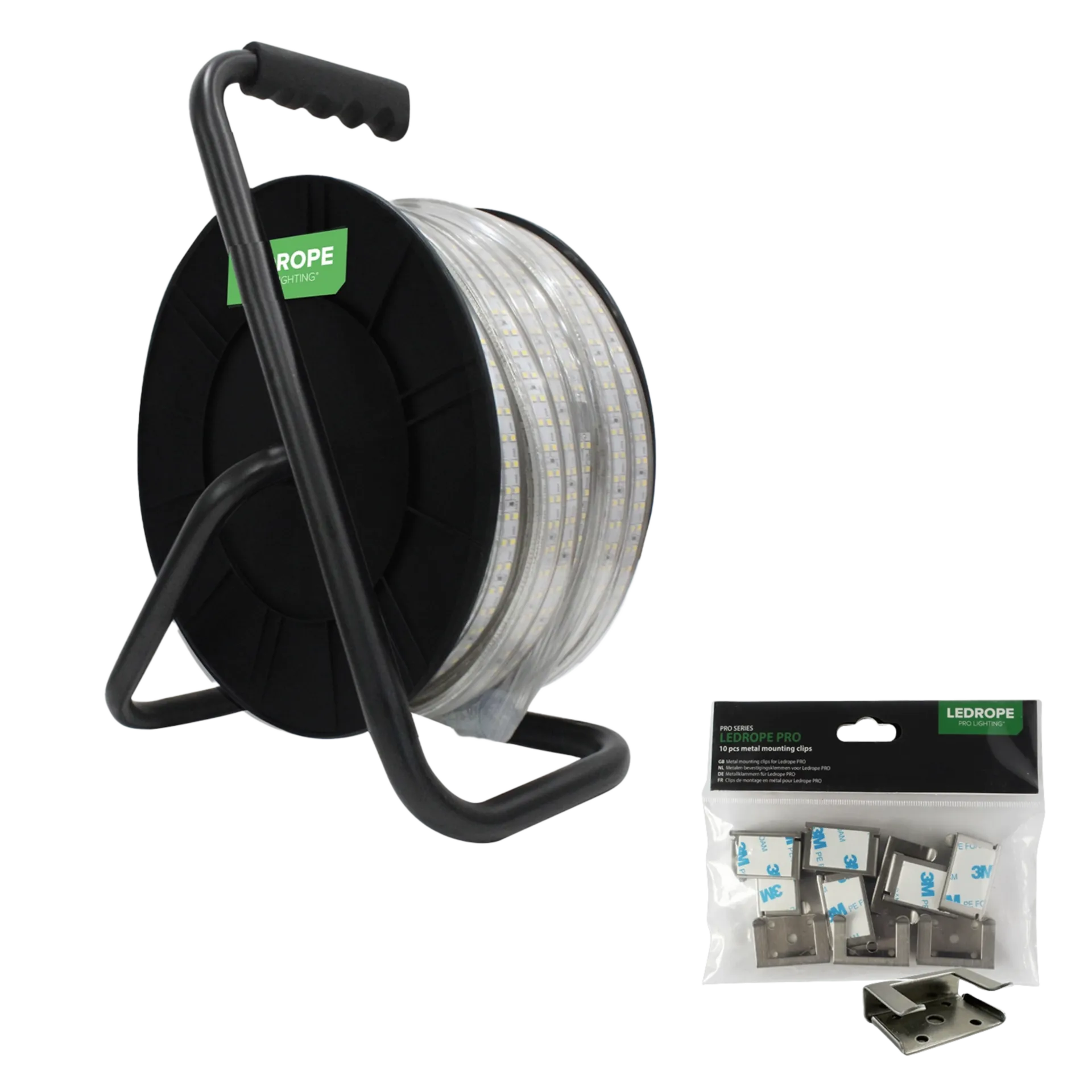 Guirlande lumineuse 15m/rouleau tambour/cordon d'alimentation + 10 clips de montage gratuits
