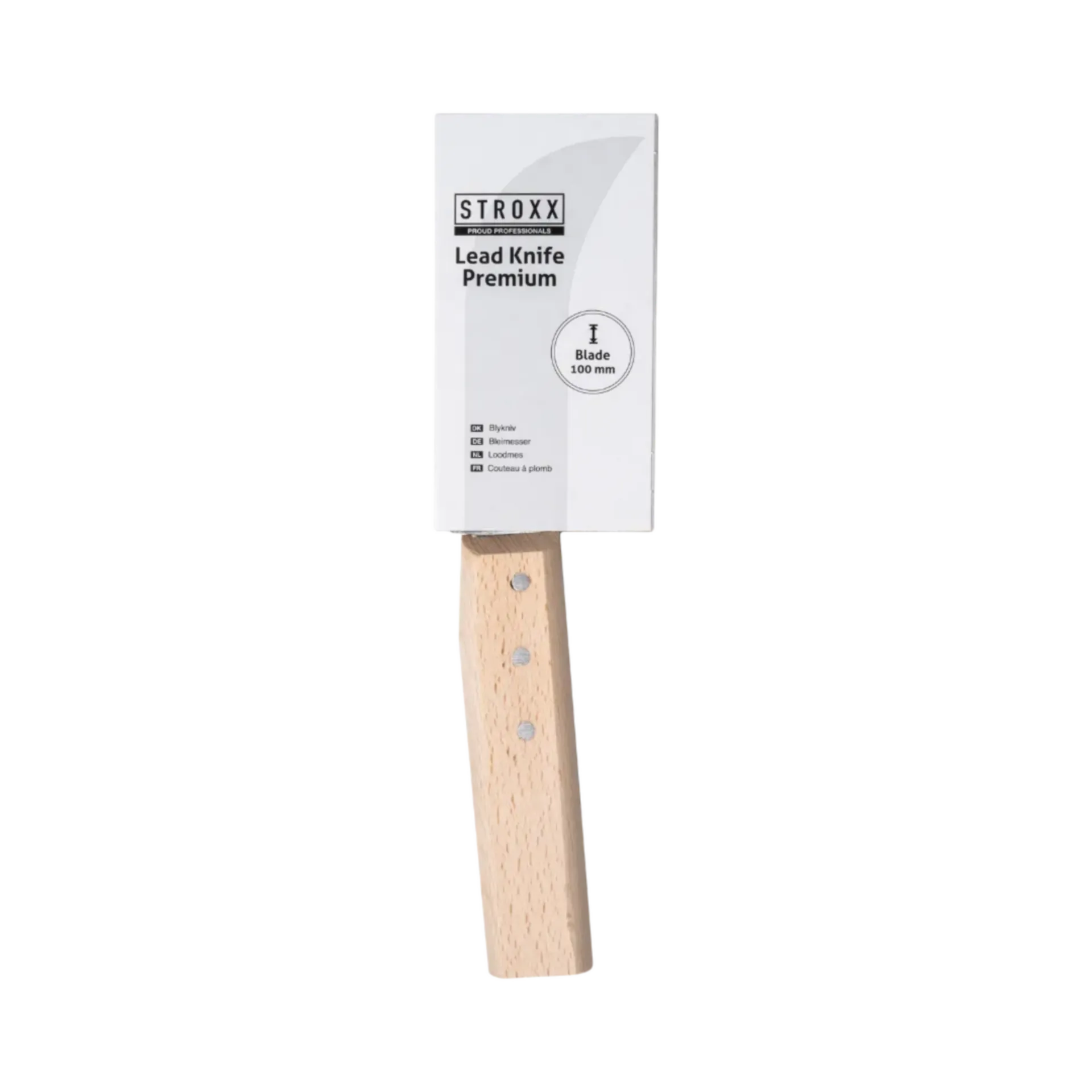 Licht loodmes 100 mm met houten handvat Licht loodmes 100 mm met houten handvat