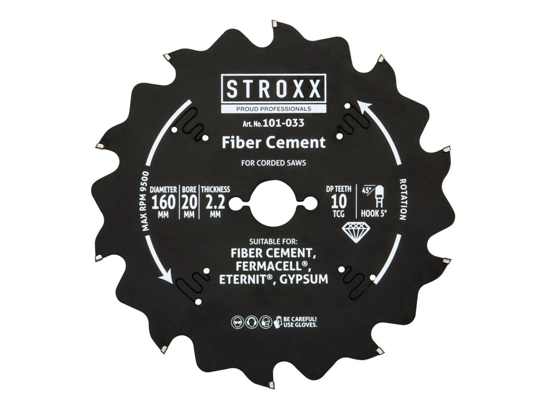 101-033 Lame de scie circulaire diamantée Ø 160 x 2,2 x 20 mm (eternit/fibrociment/plâtre)