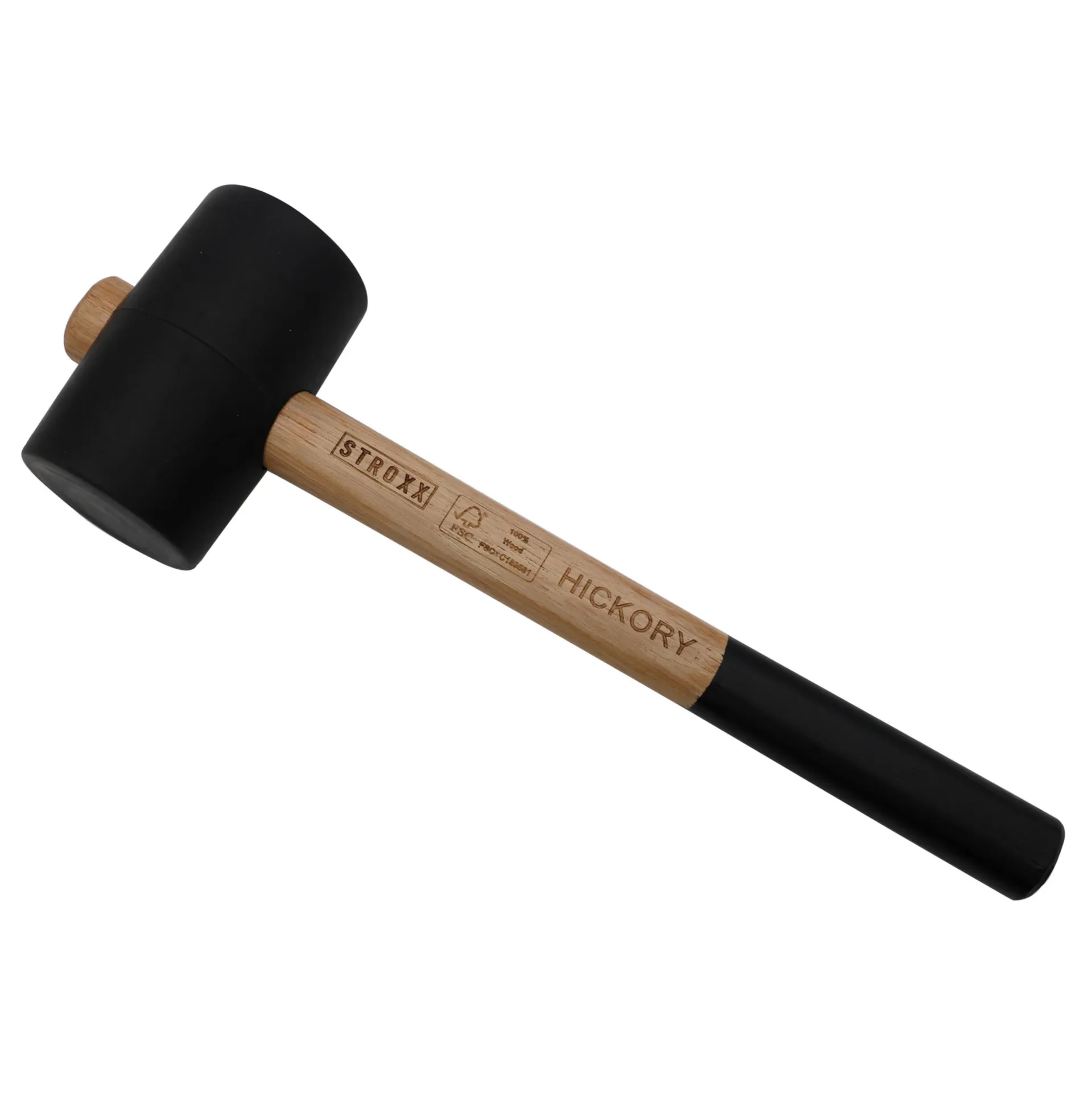 Marteau en caoutchouc 60 mm, 550 grammes avec manche en hickory