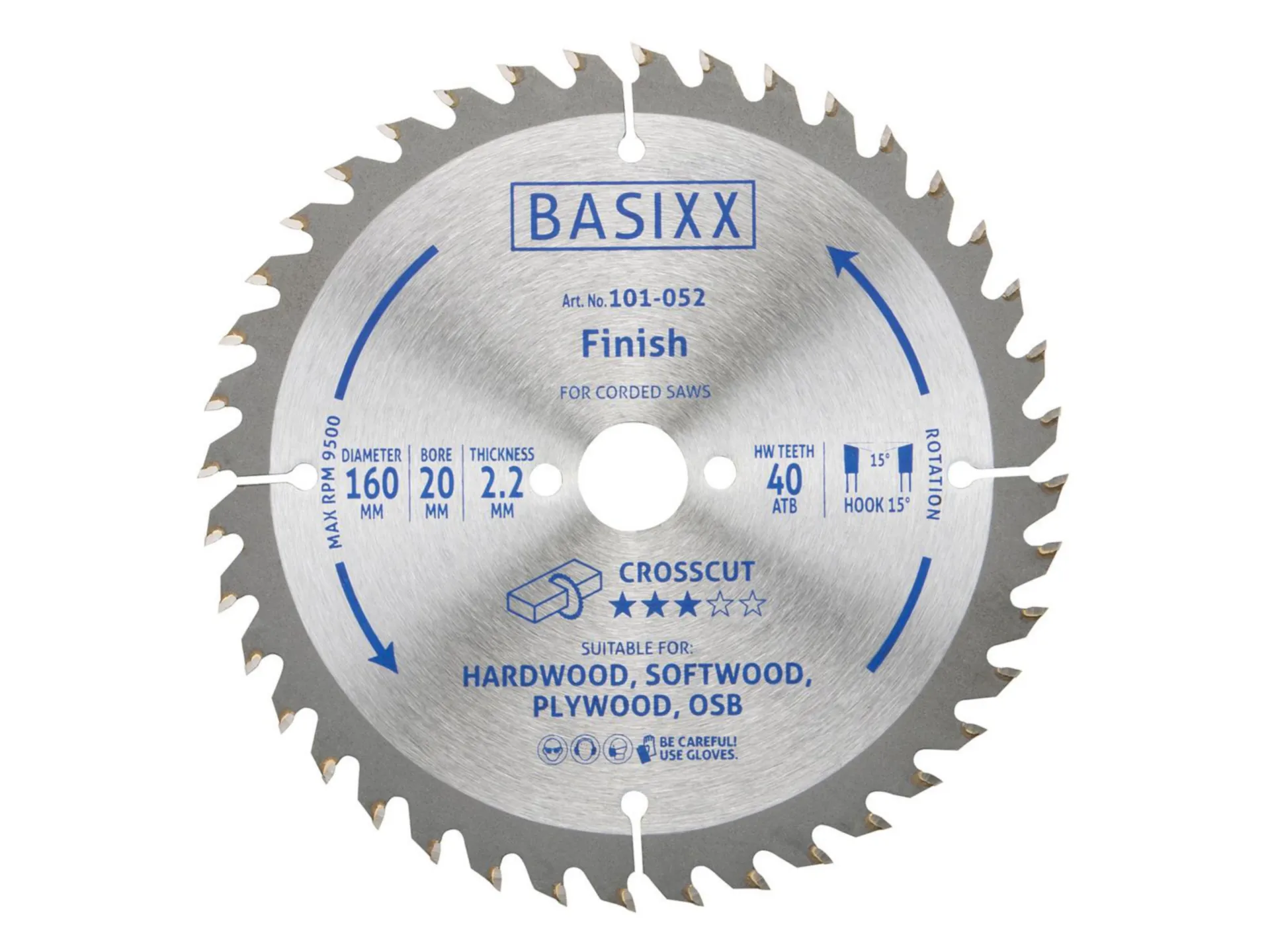 BASIXX lame scie circulaire bois (Ø160 mm, 2,2 mm, 20 mm, 40 dents)