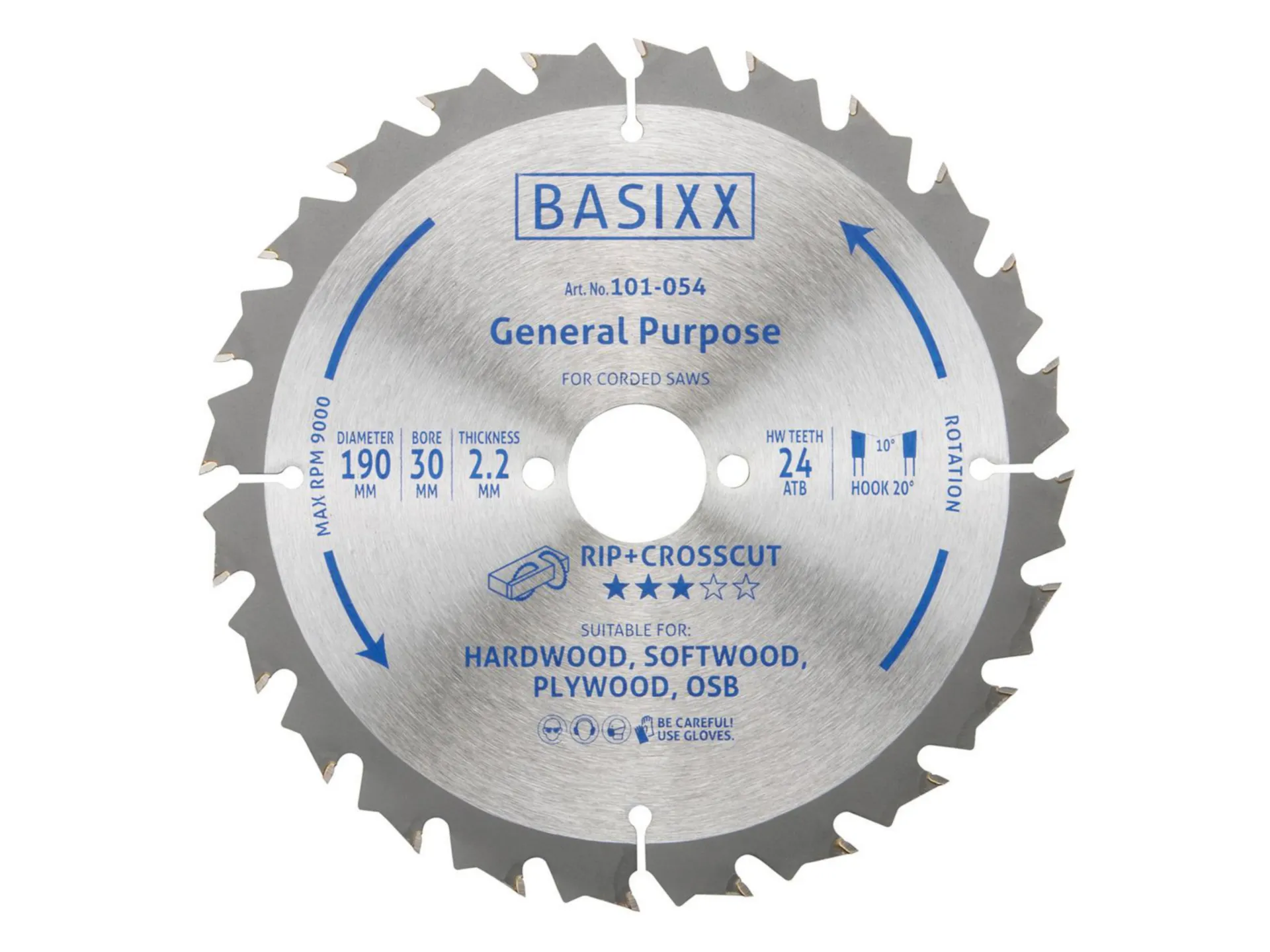 BASIXX lame scie circulaire bois (Ø190 mm, 24 dents, alésage 30 mm)