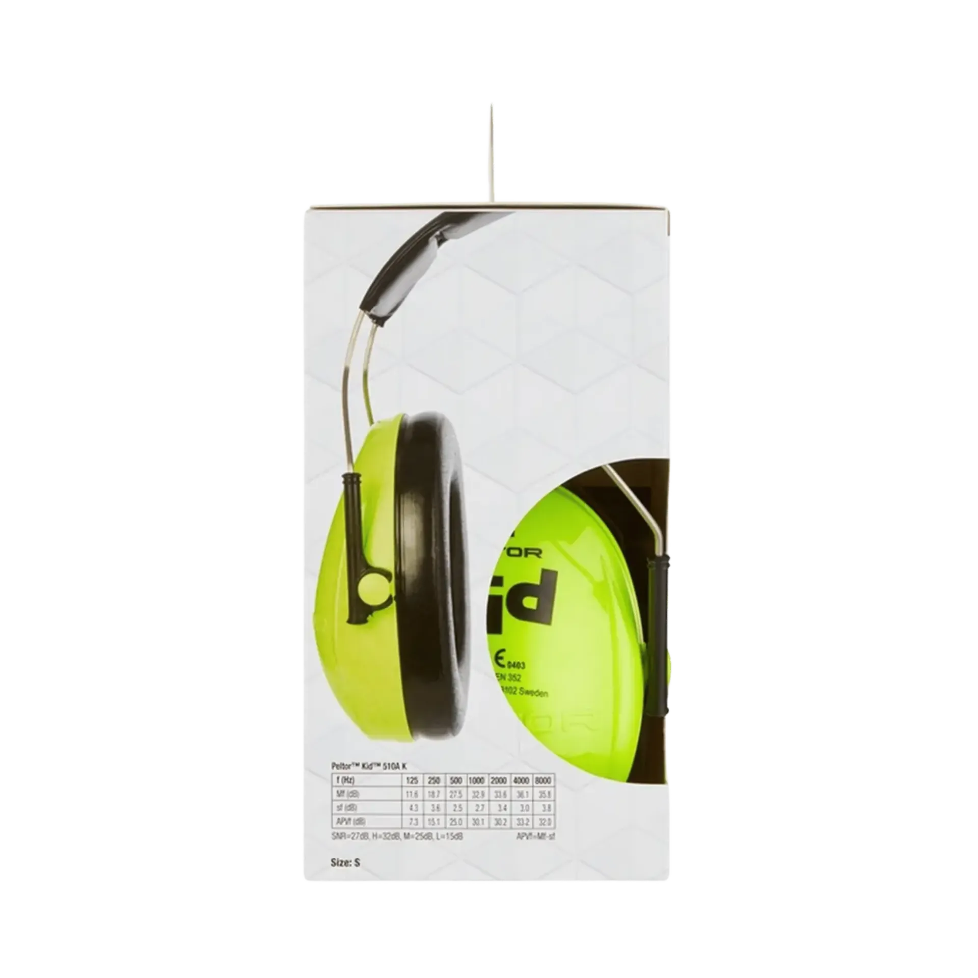 Casque antibruit Peltor pour enfants avec arceau - vert néon - H510AK