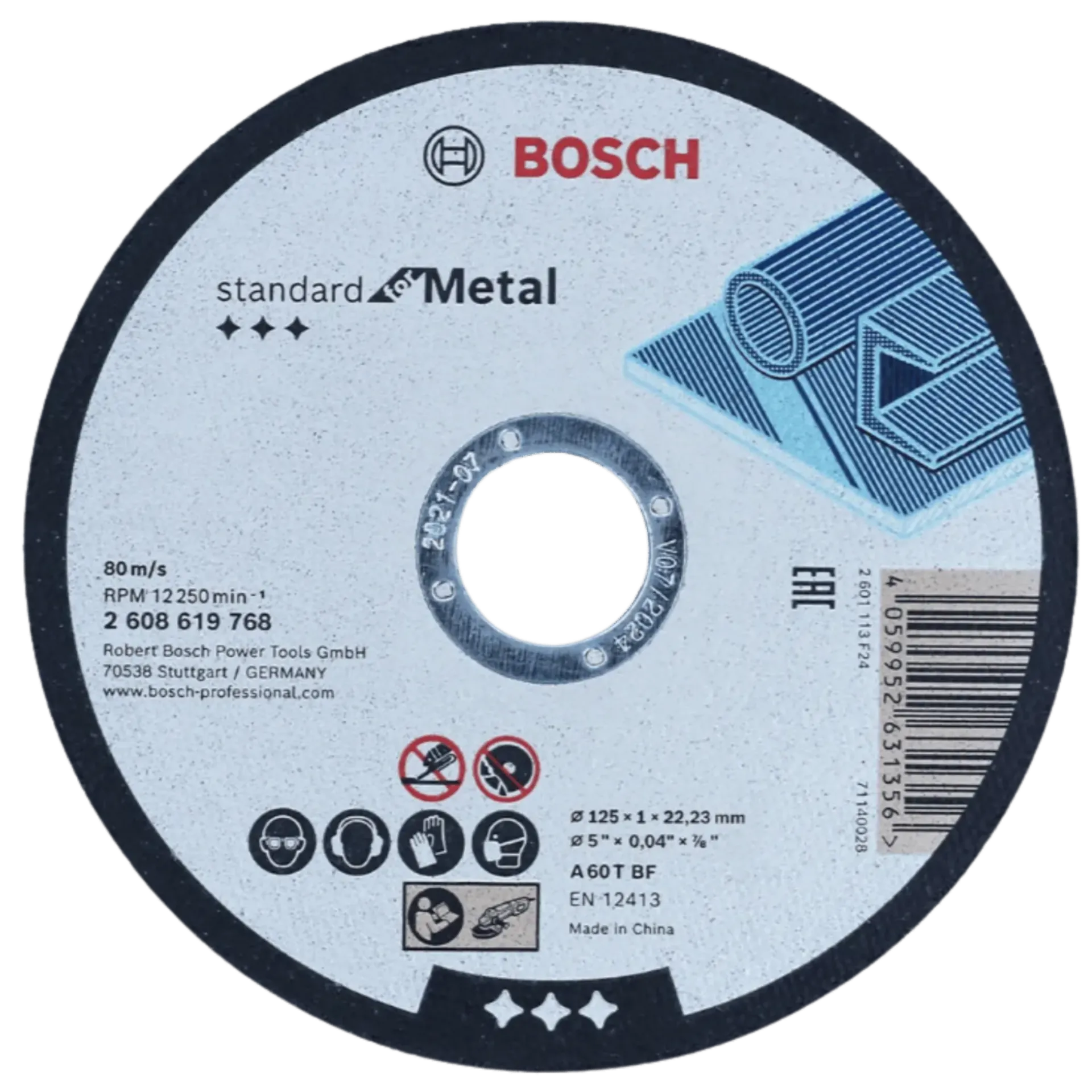 Disques à tronçonner standard pour métal 125 x 1 x 22,23 (seau de 100 pièces)