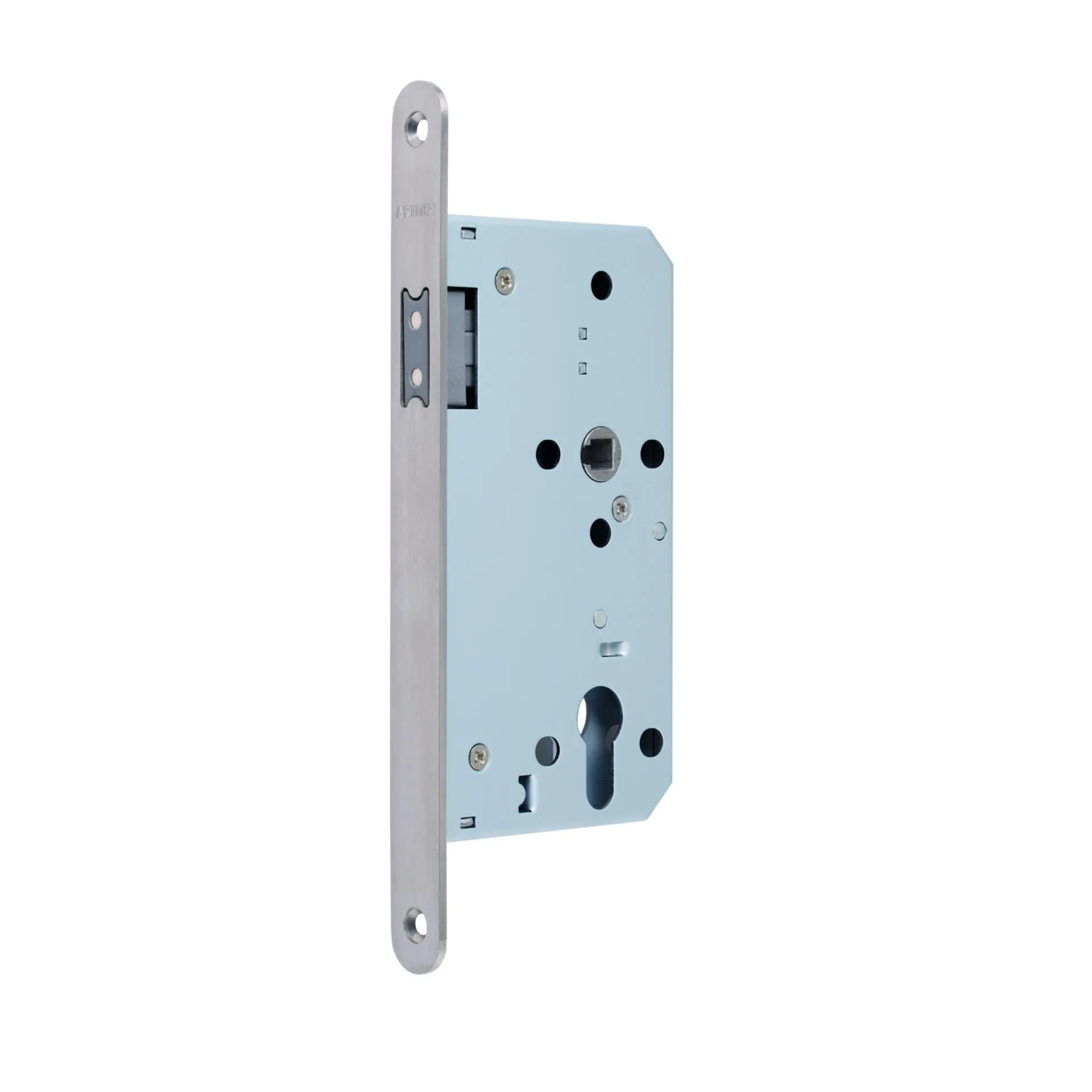 Artitec 9520 serrure à larder magnétique (entrée 60 mm, têtière inox arrondie 20 mm)