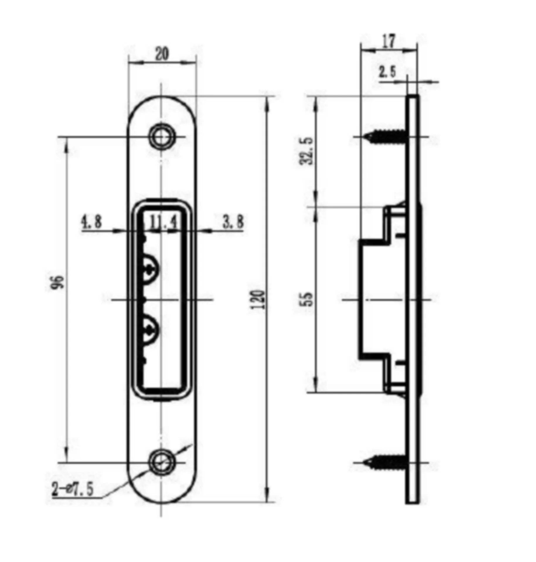 Artitec 9520 serrure à larder magnétique (entrée 60 mm, têtière inox arrondie 20 mm)