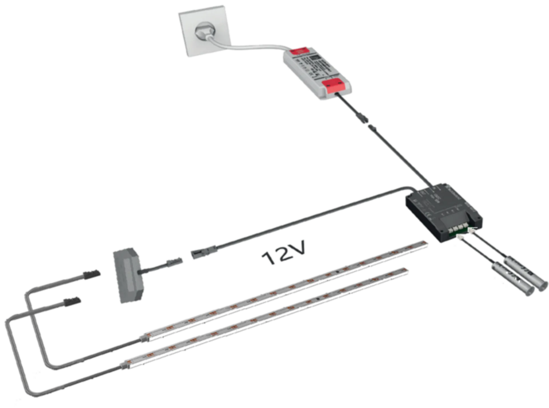 Hettich Versa Fix verlichtingsset (5 m, warmwit, 30 watt, incl. schakeling en multi switch)