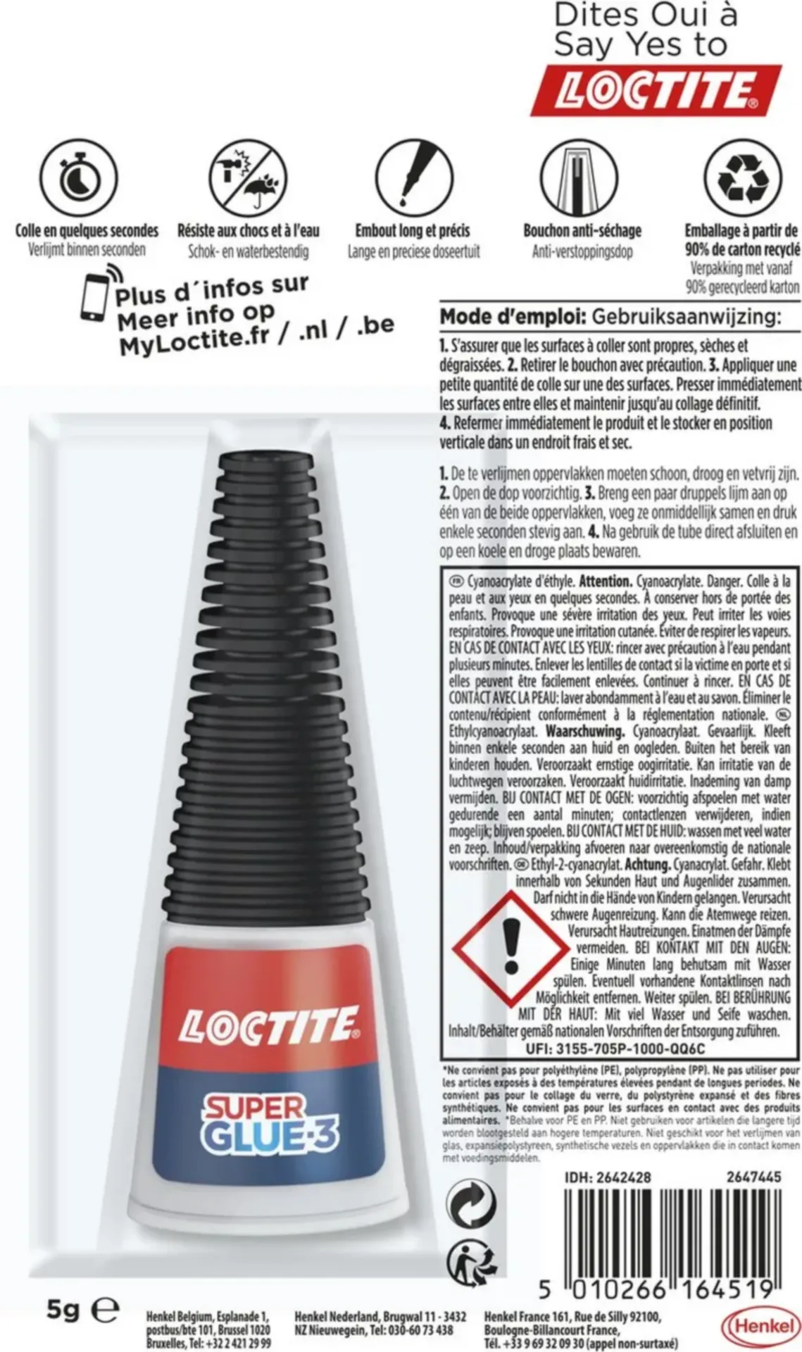 Carte blister de précision colle super 5 grammes