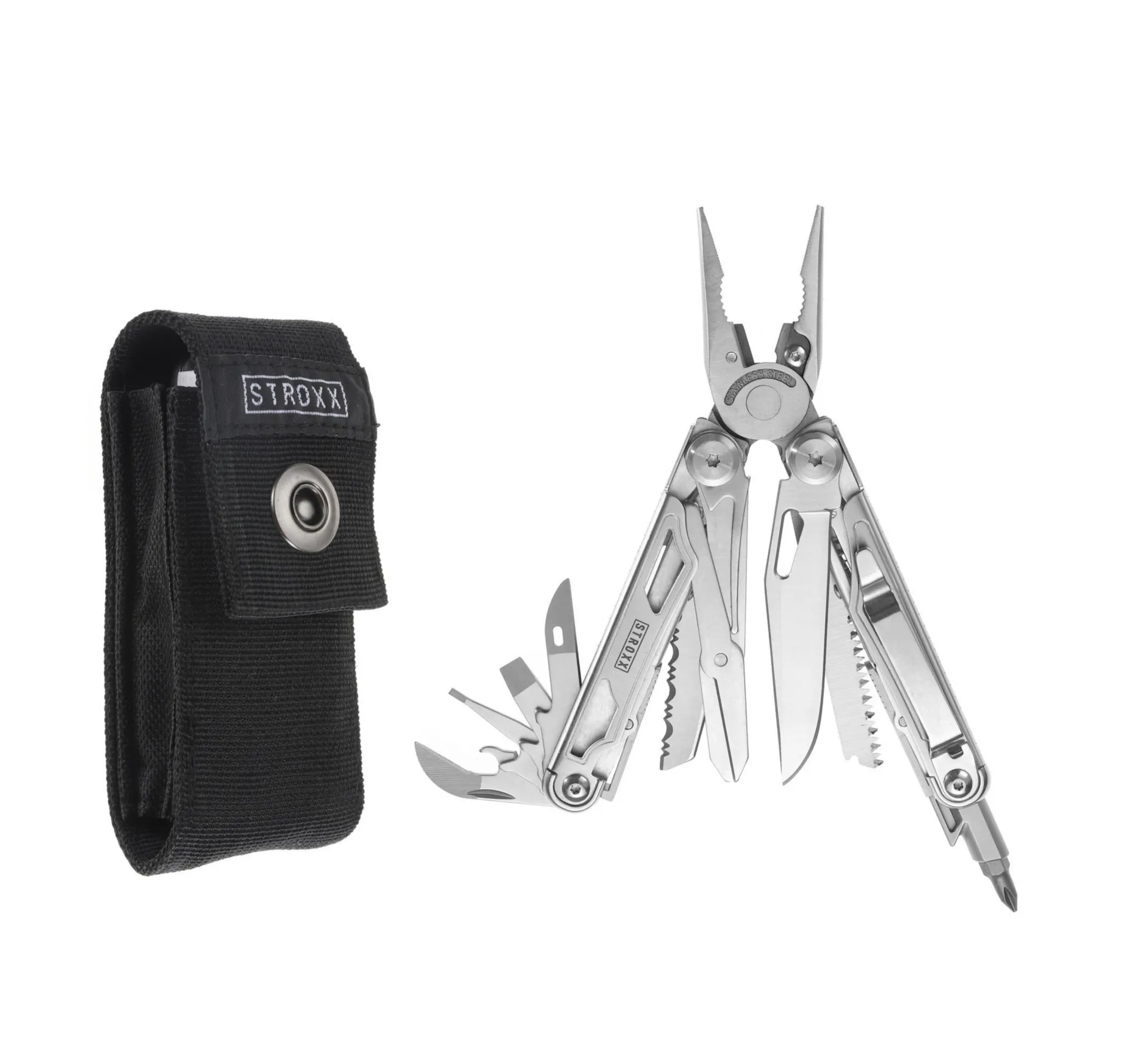 Outil multifonction premium (lame RS en D2, boîtier en inox, verrouillage de sécurité)