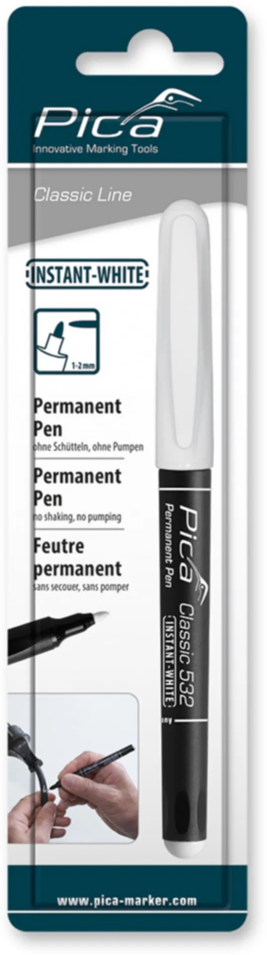 Pica 532/52 Stylo permanent blanc (pointe ronde 1-2 mm)