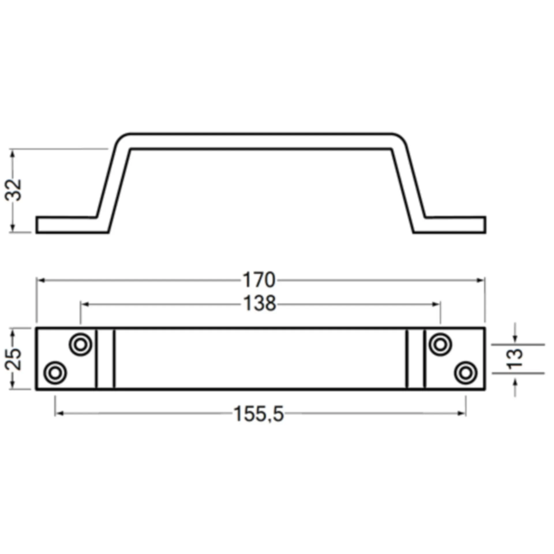 Greep HERMETA 170mm opschroevend 4204-18 alu mat zwart (18)