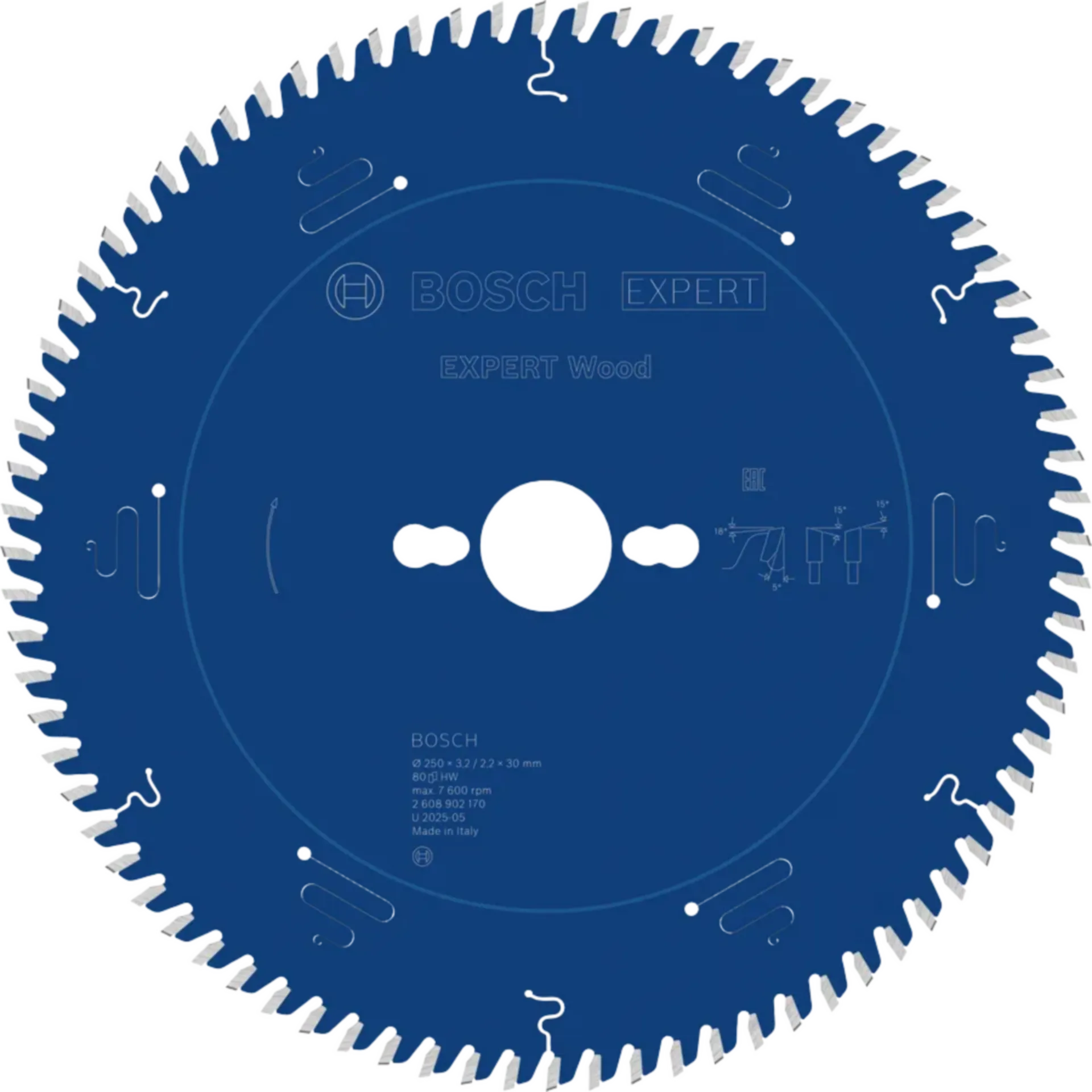Expert cirkelzaagblad hout 250x30mm (T80, 3.2/2.2mm)
