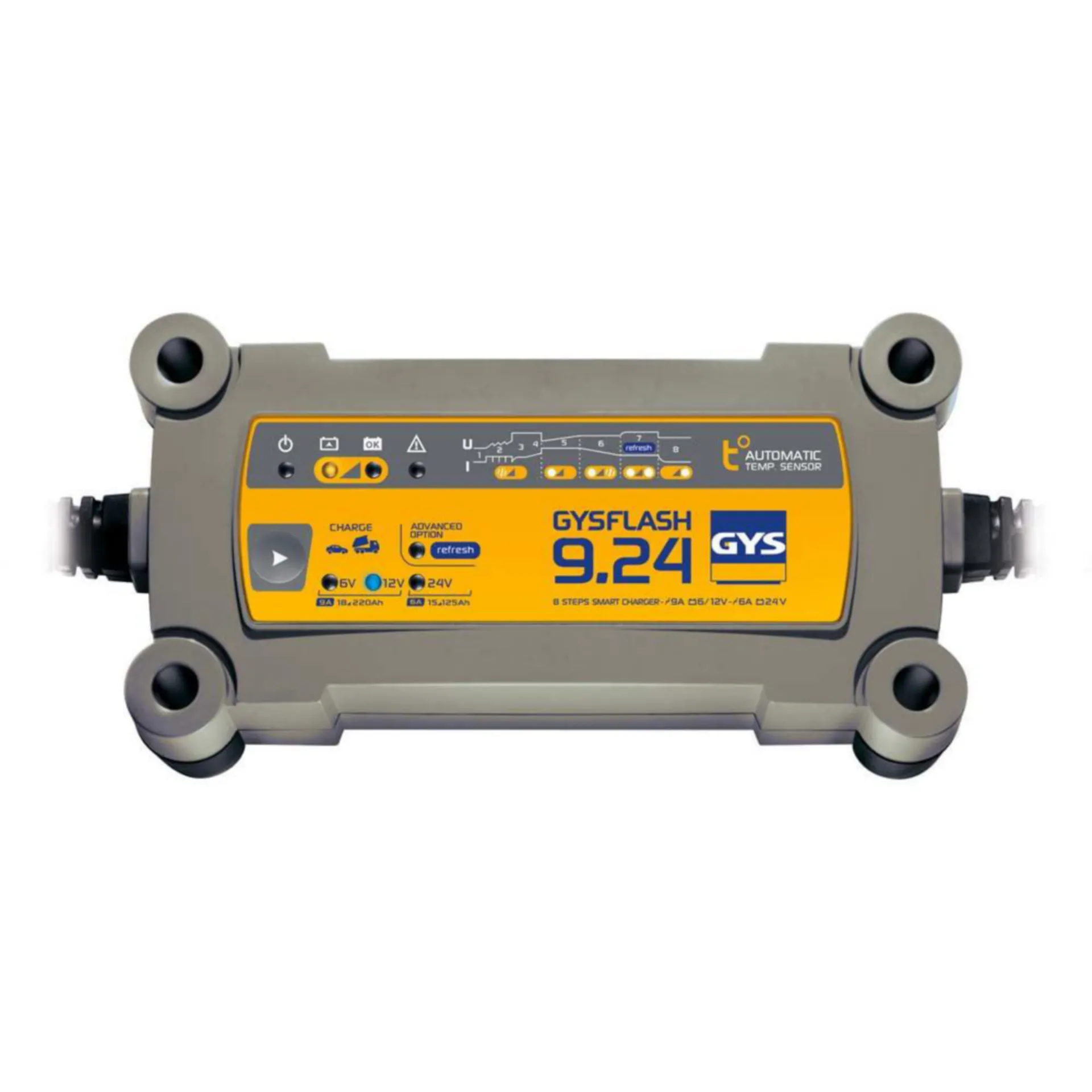 GYSFLASH 9.24 Acculader 6 V/1 2V/24V 190 W (IP65, druppelladen, 18–330Ah)