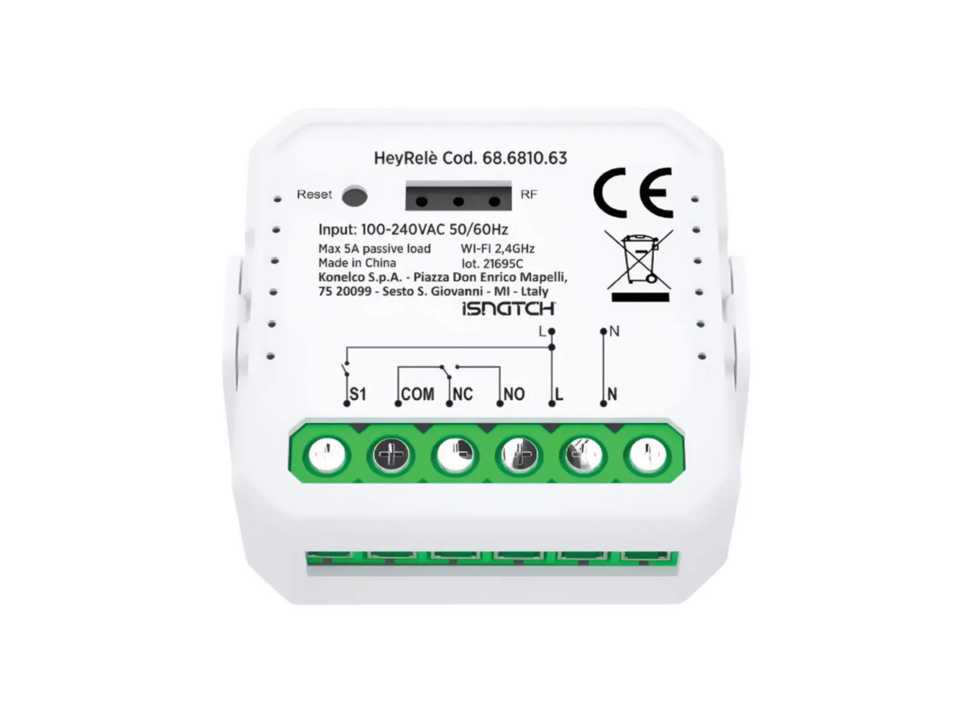 1-Kanaals universele ontvanger 2,4GHz 230VAC max 1000W zonder zender