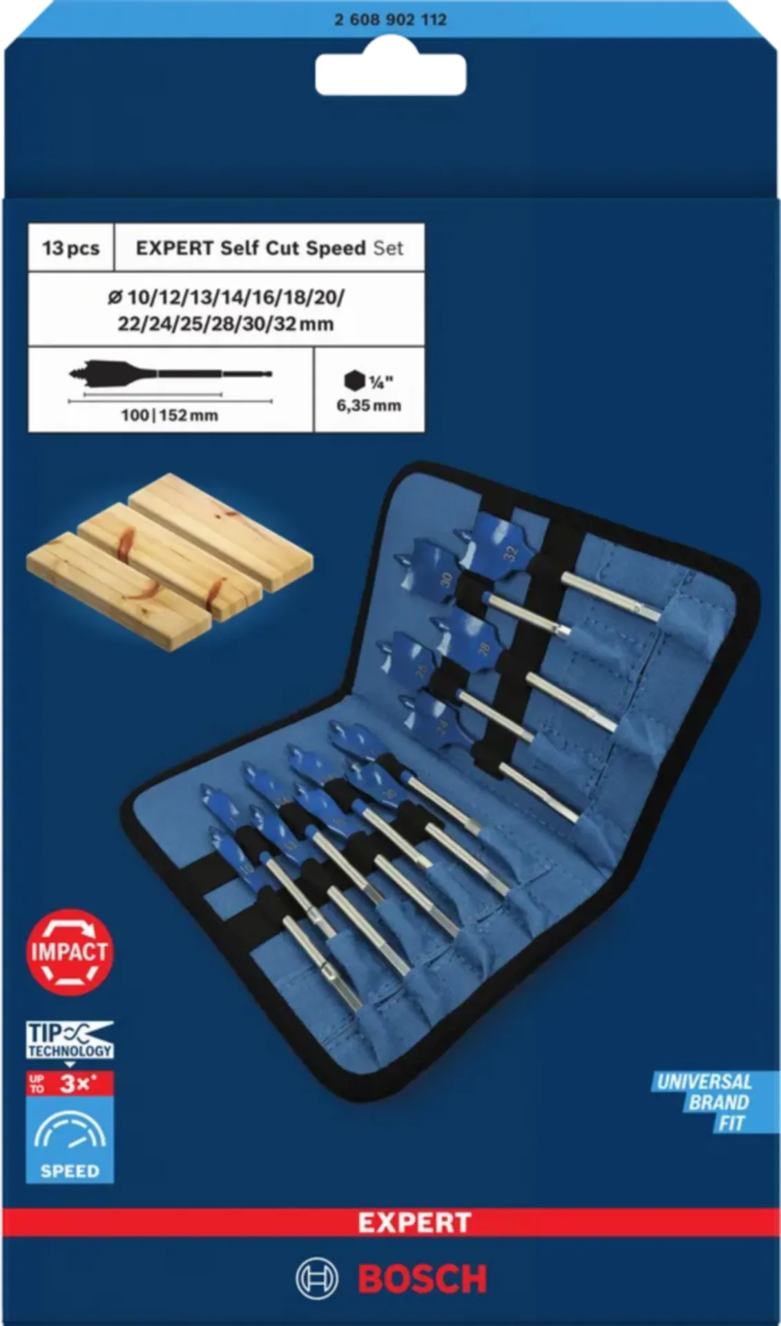 Coffret de mèches plates EXPERT Self Cut Speed 13 pièces (10–32 mm)