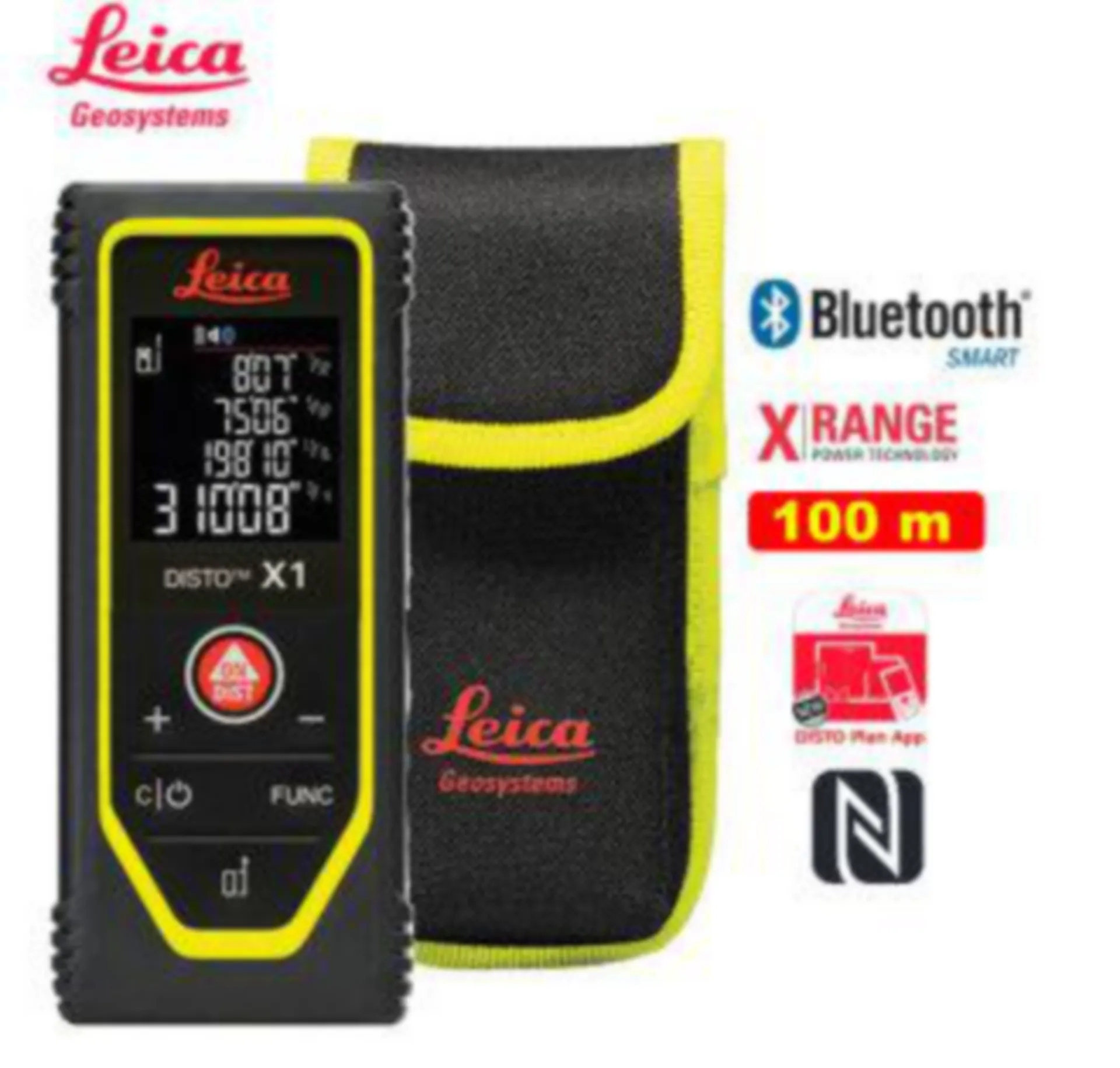 DISTO X1 Laserafstandsmeter (bereik 100 m, ±1,5 mm, IP65, Bluetooth + NFC)