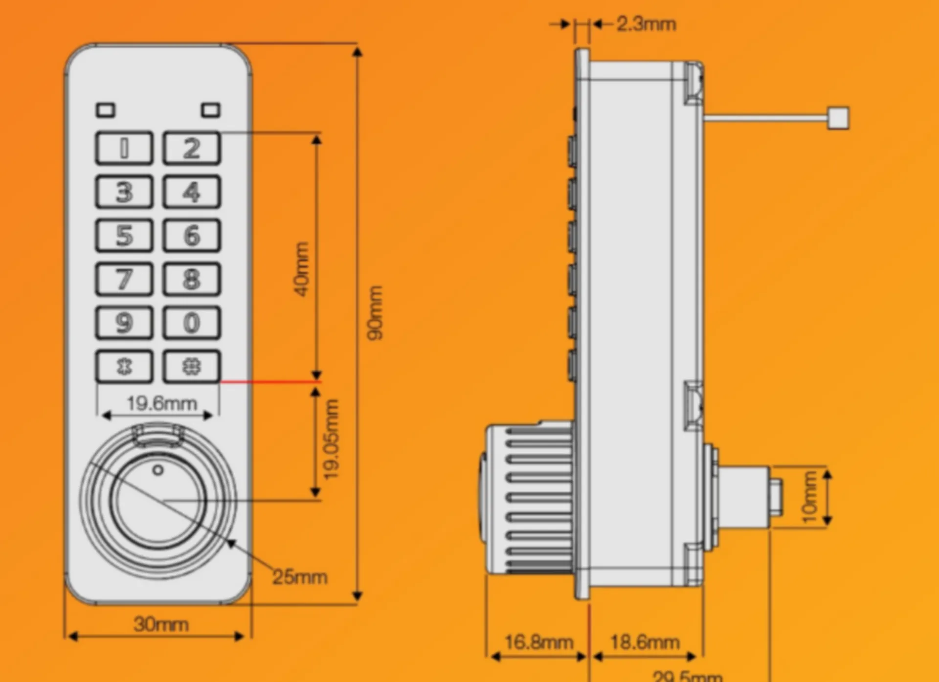 Elektr lockerslot CODELOCKS KITLOCK KL90 NANO verticaal zwart